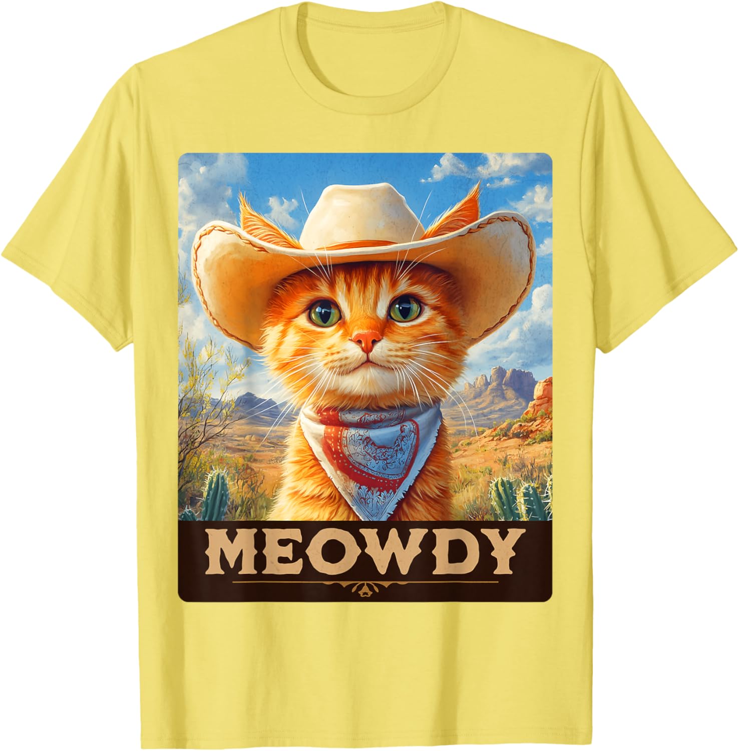 Meowdy Cowboy Cat T-Shirt for Wild West Lovers - Fun Pet Apparel - 29