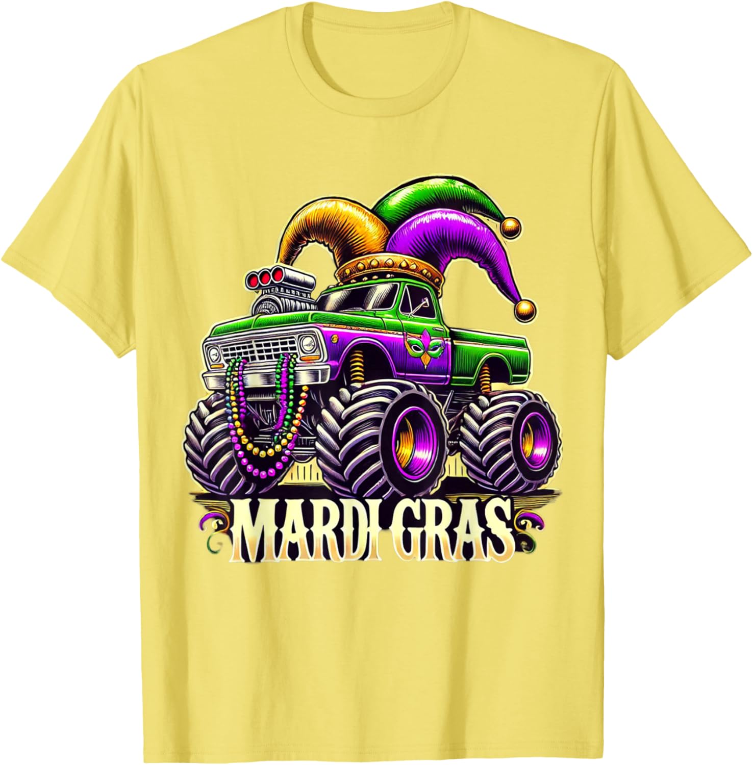 Mardi Gras Jester Carnival Monster Truck T-Shirt for Girls Kids - 20