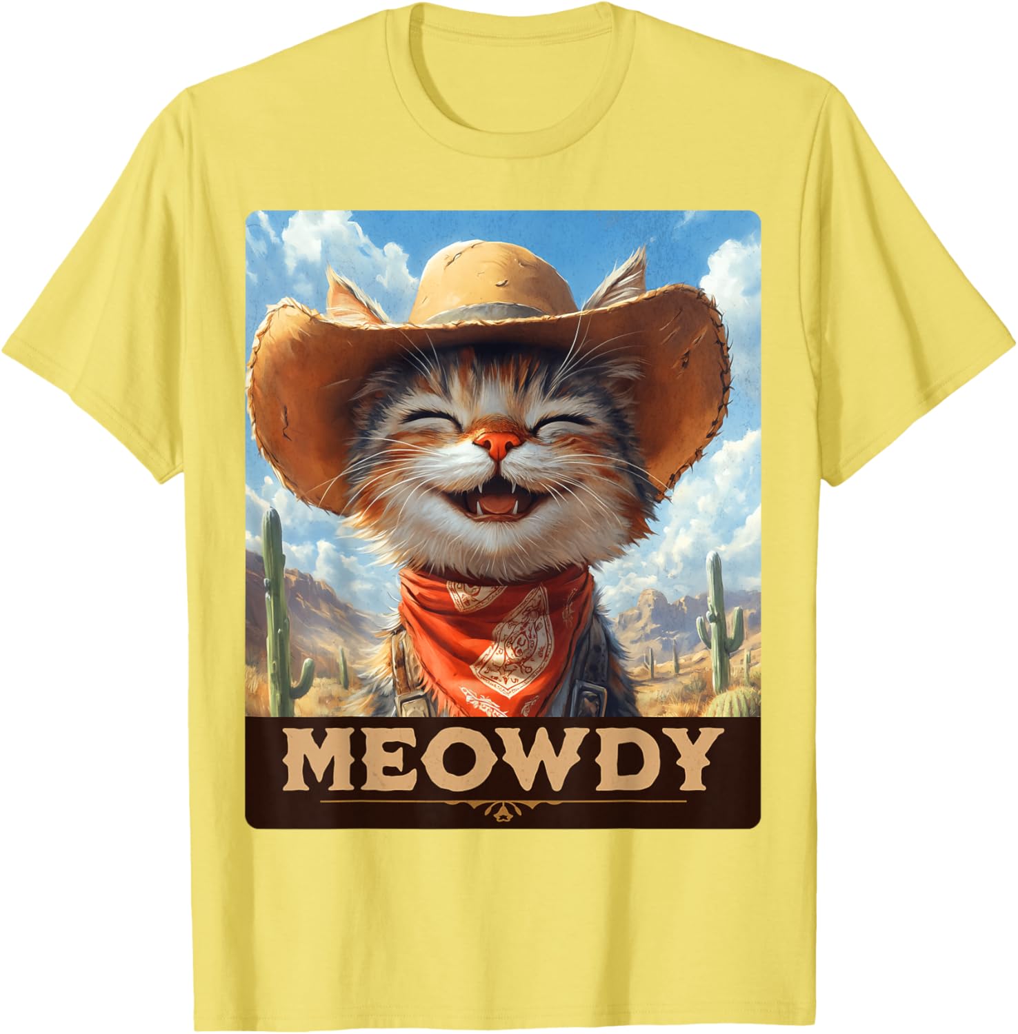 Meowdy Cowboy Cat T-Shirt - Wild West Feline Fun for Cat Lovers - 20