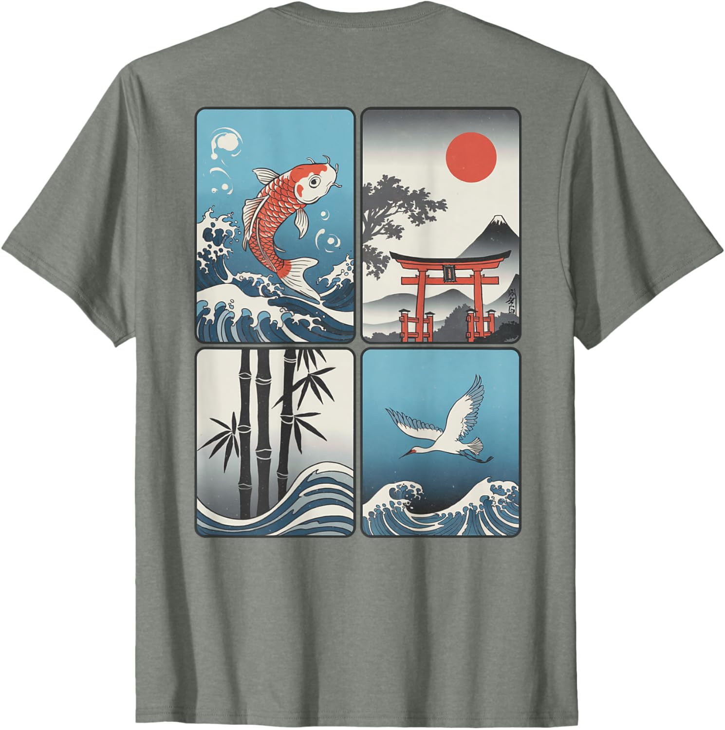 Japanese Koi Fish Great Wave Kanagawa T-Shirt with Kanji Design - 23
