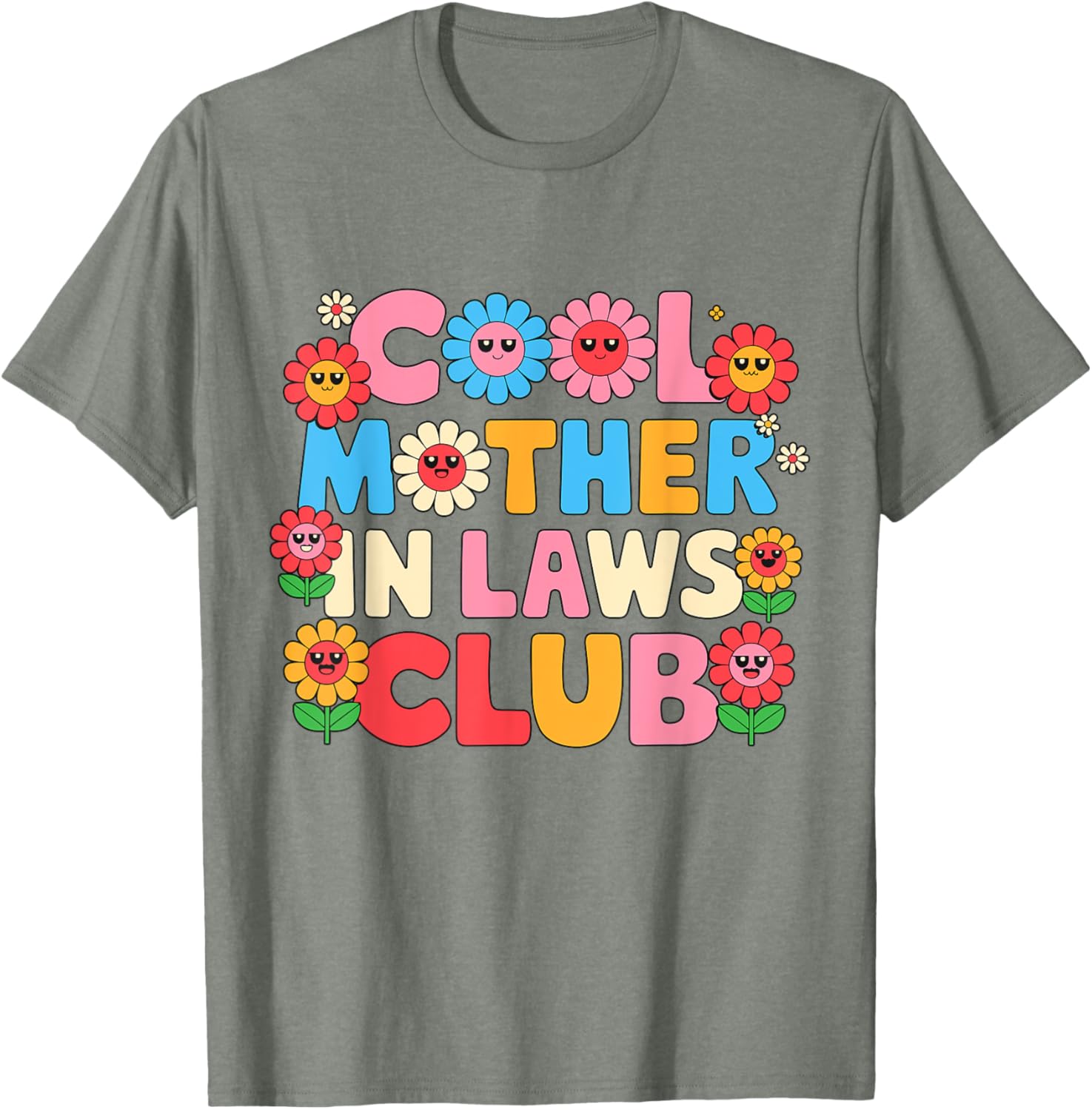 Cool Mother In Laws Club Cheerful Flowers T-Shirt for Happy Moms - 1