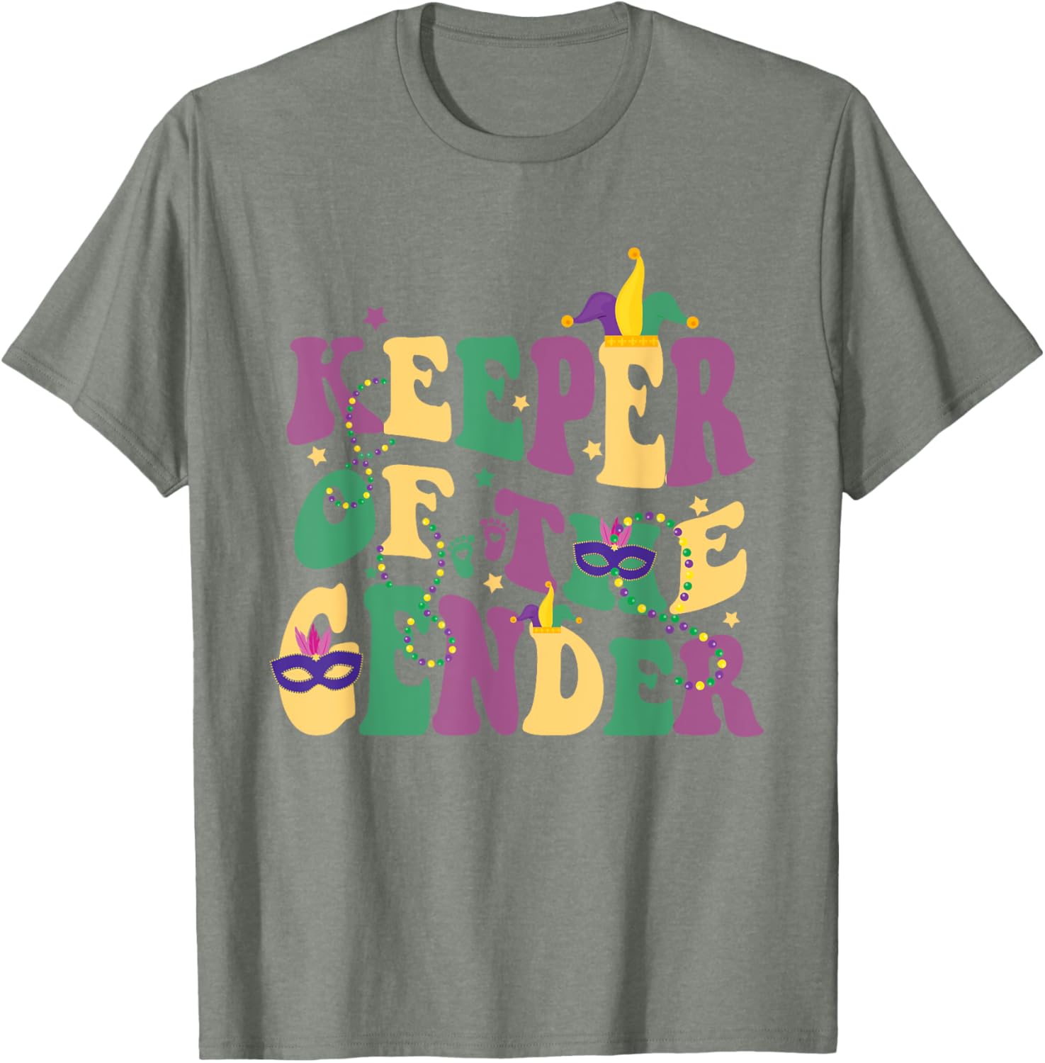 Keeper Of The Gender Reveal Mardi Gras Baby Shower T-Shirt for Fun Celebrations - 7