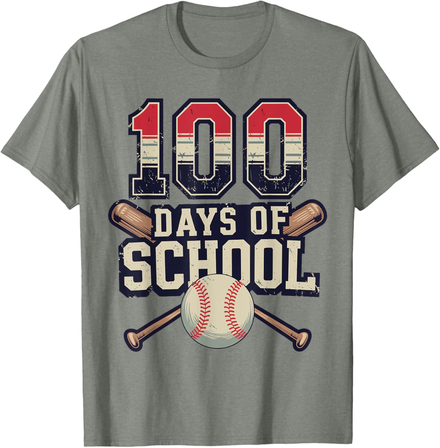 Vintage Baseball Theme 100 Days of School Celebration T-Shirt for Kids - 12