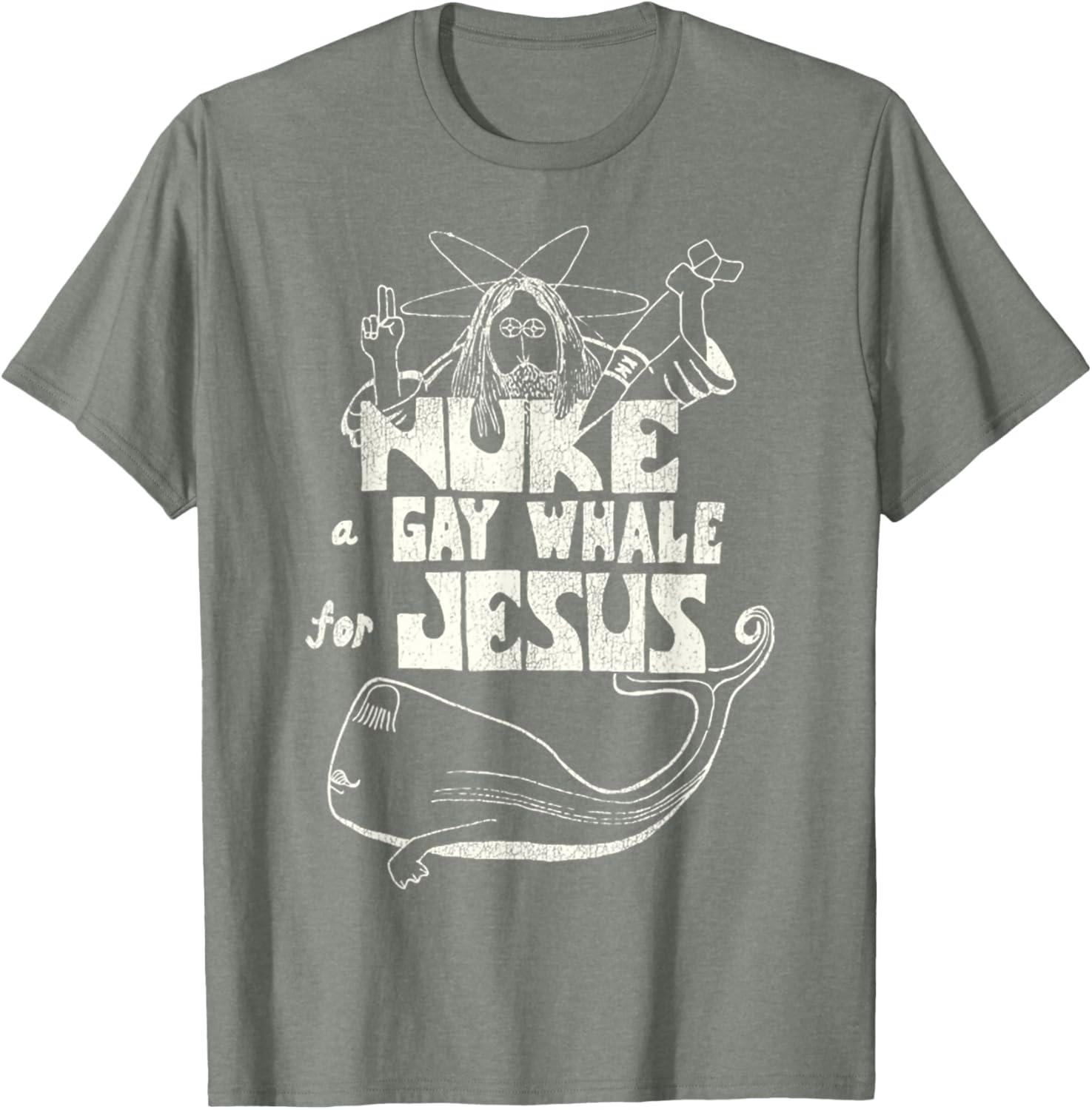 Funny Vintage 80s Nuke a Gay Whale For Jesus T-Shirt for Social Advocacy - 17