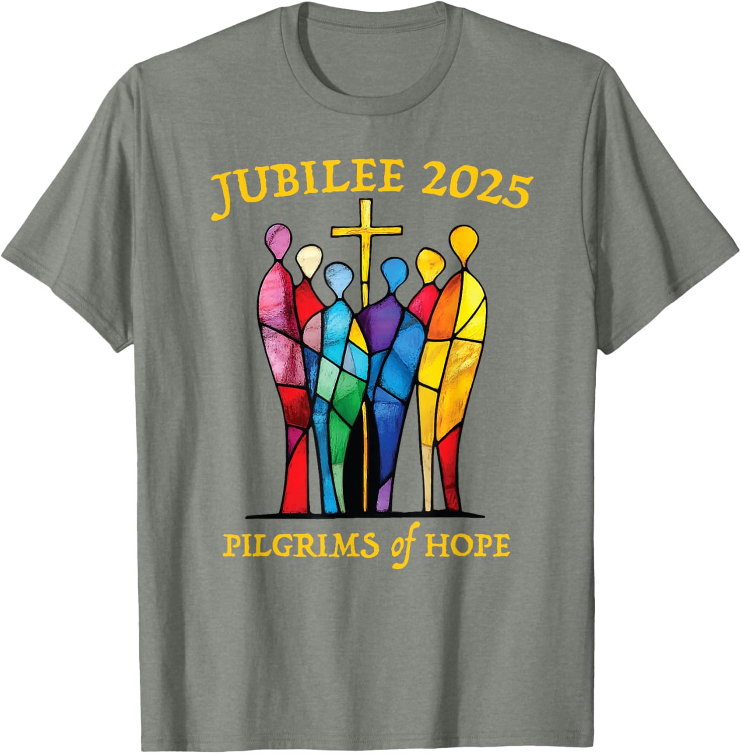 Catholic Jubilee 2025 Pilgrims of Hope Stained Glass T-Shirt for All - 13