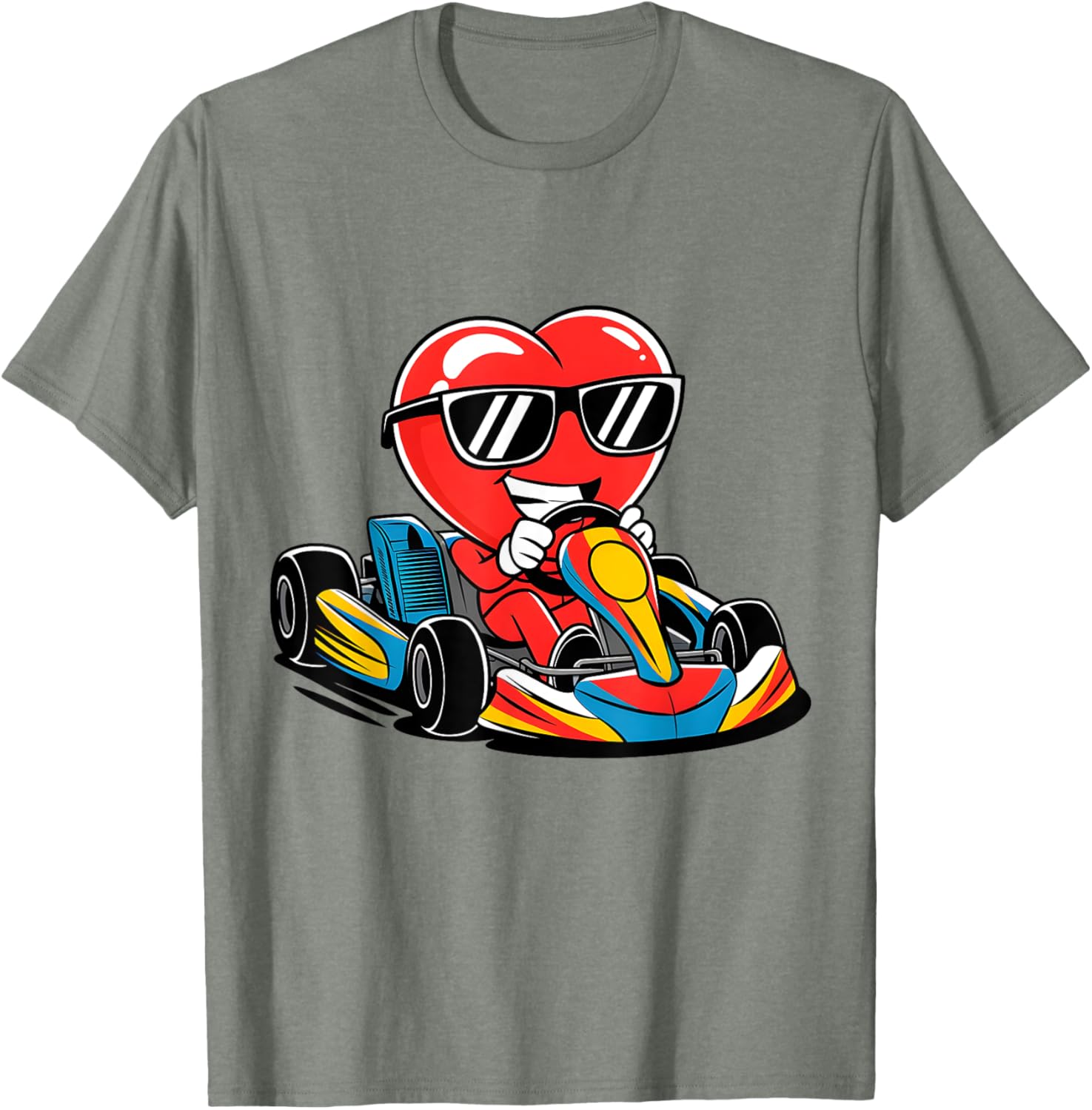 Heart Racing Go-Kart Valentine's Day T-Shirt for Boys and Girls - 8