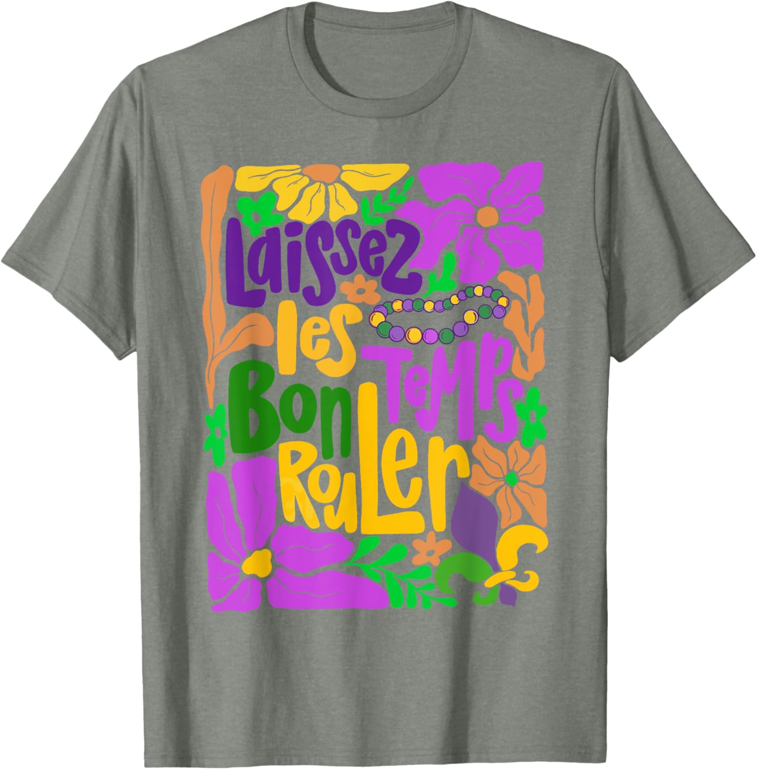 Laissez Les Bon Temps Rouler Mardi Gras Boho Floral T-Shirt for Fun Celebrations - 23