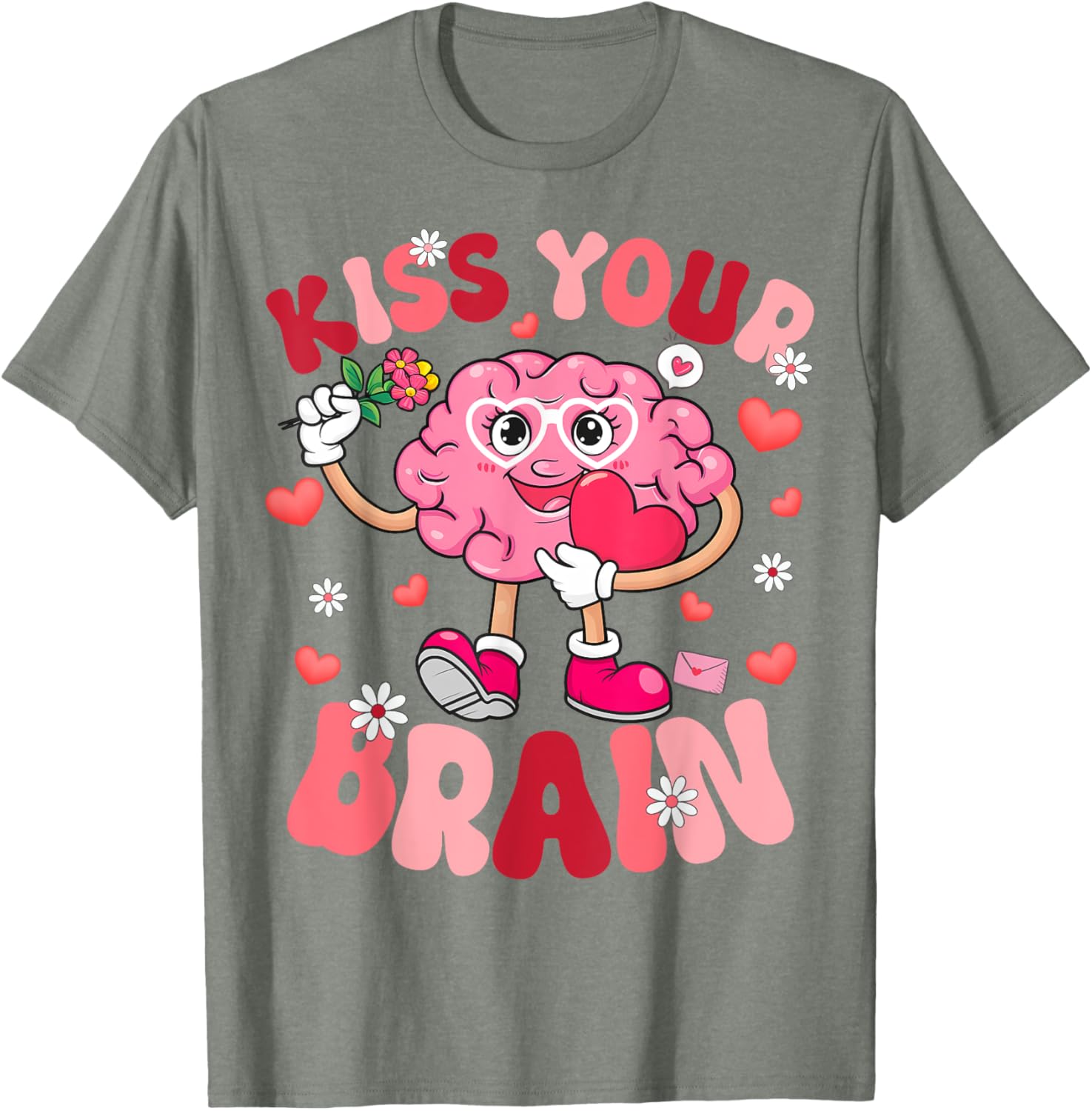 Kiss Your Brain Retro Valentines Day T-Shirt for Teacher Squad & Kids - 5