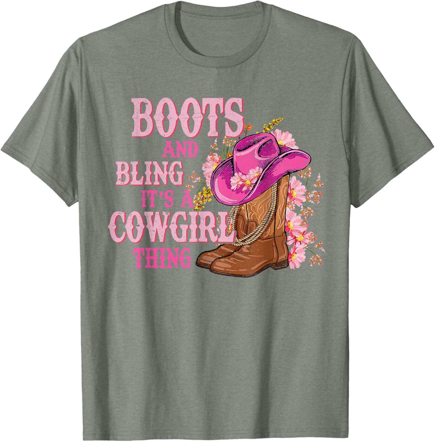 Cowgirl Style Boots and Bling Rodeo Love T-Shirt for Country Girls - 19