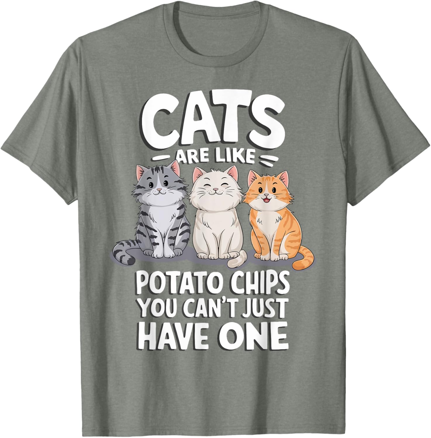Cats Are Like Potato Chips Graphic T-Shirt for Cat Lovers - 4