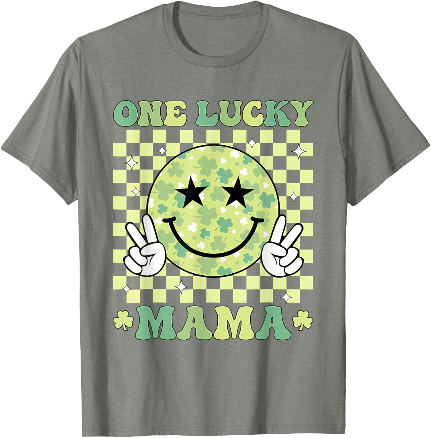 One Lucky Mama St Patricks Day 2025 Retro T-Shirt for Moms - 21
