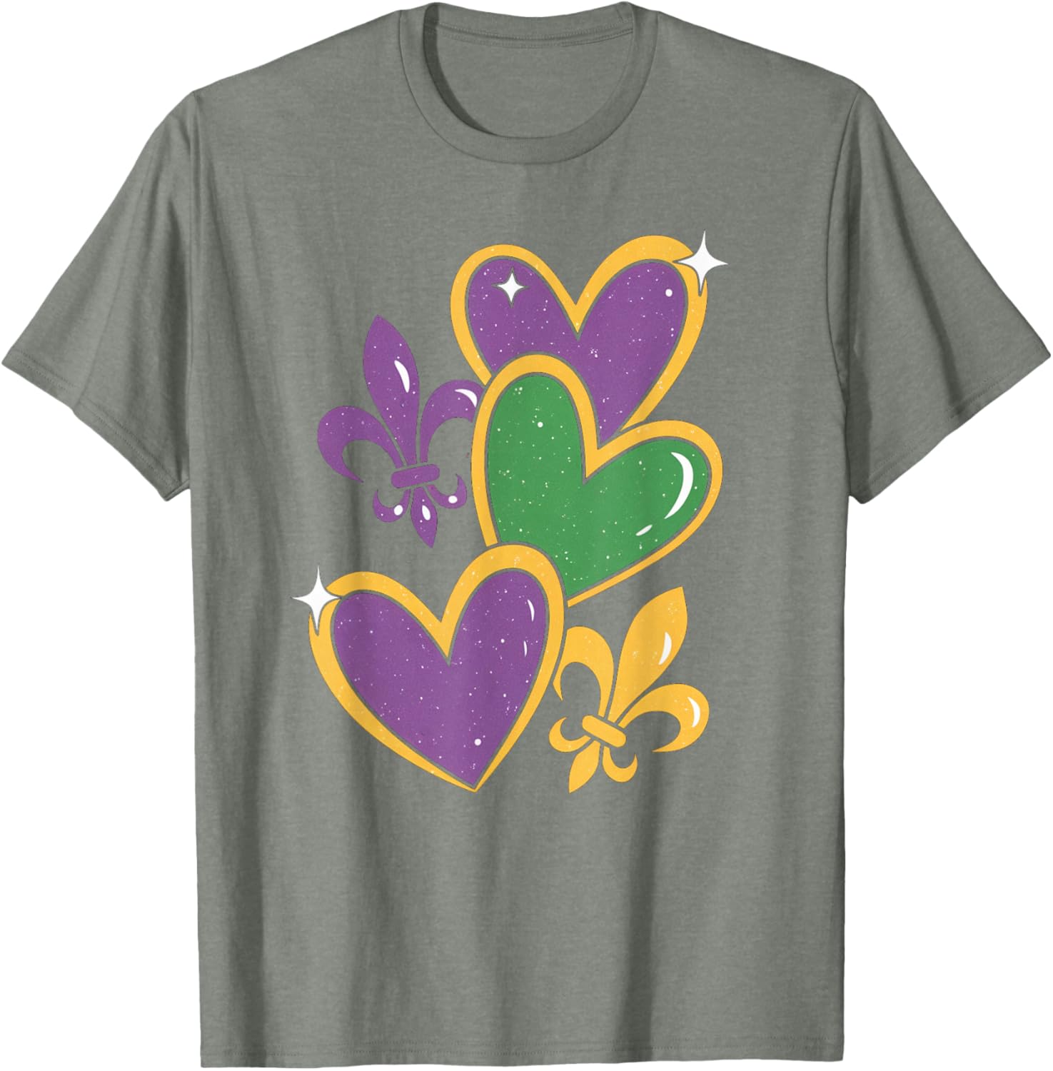 Mardi Gras Hearts T-Shirt for Women Girls Kids and Toddlers - 5