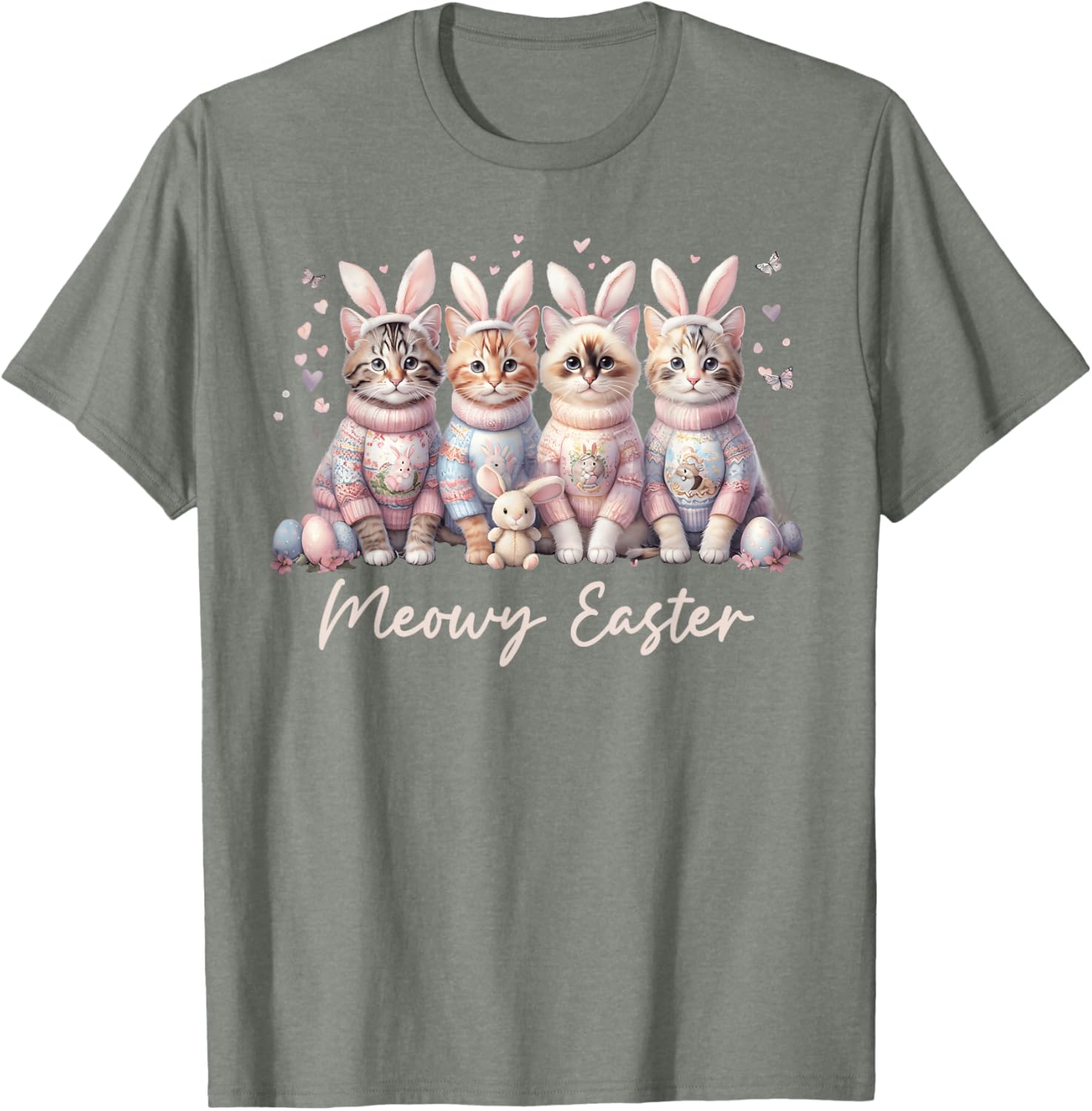 Happy Easter Bunny Cats T-Shirt for Women and Kids – Cute Spring Apparel - 8
