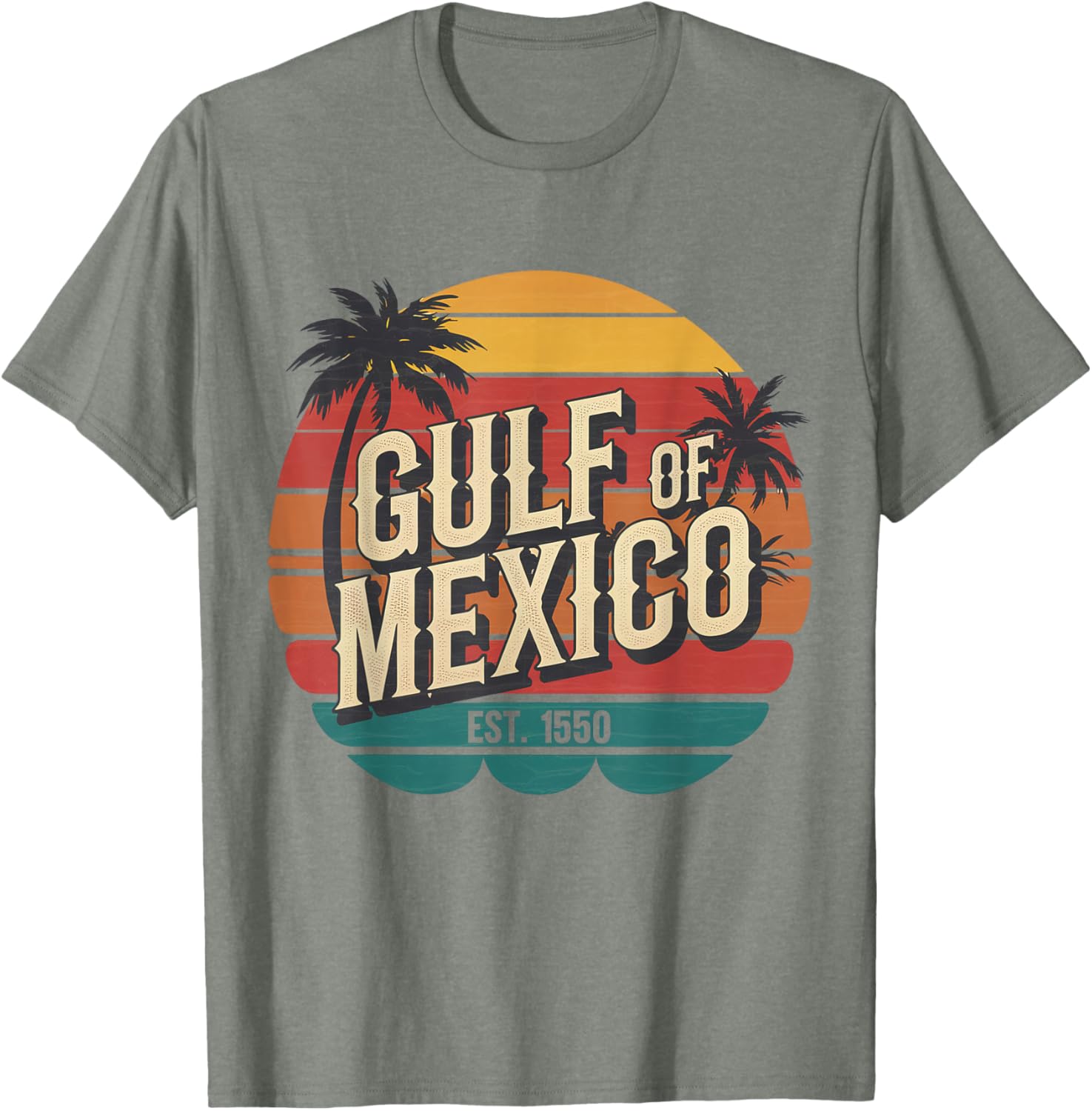 Vintage Gulf of Mexico EST 1550 Retro T-Shirt for Beach Lovers - 8