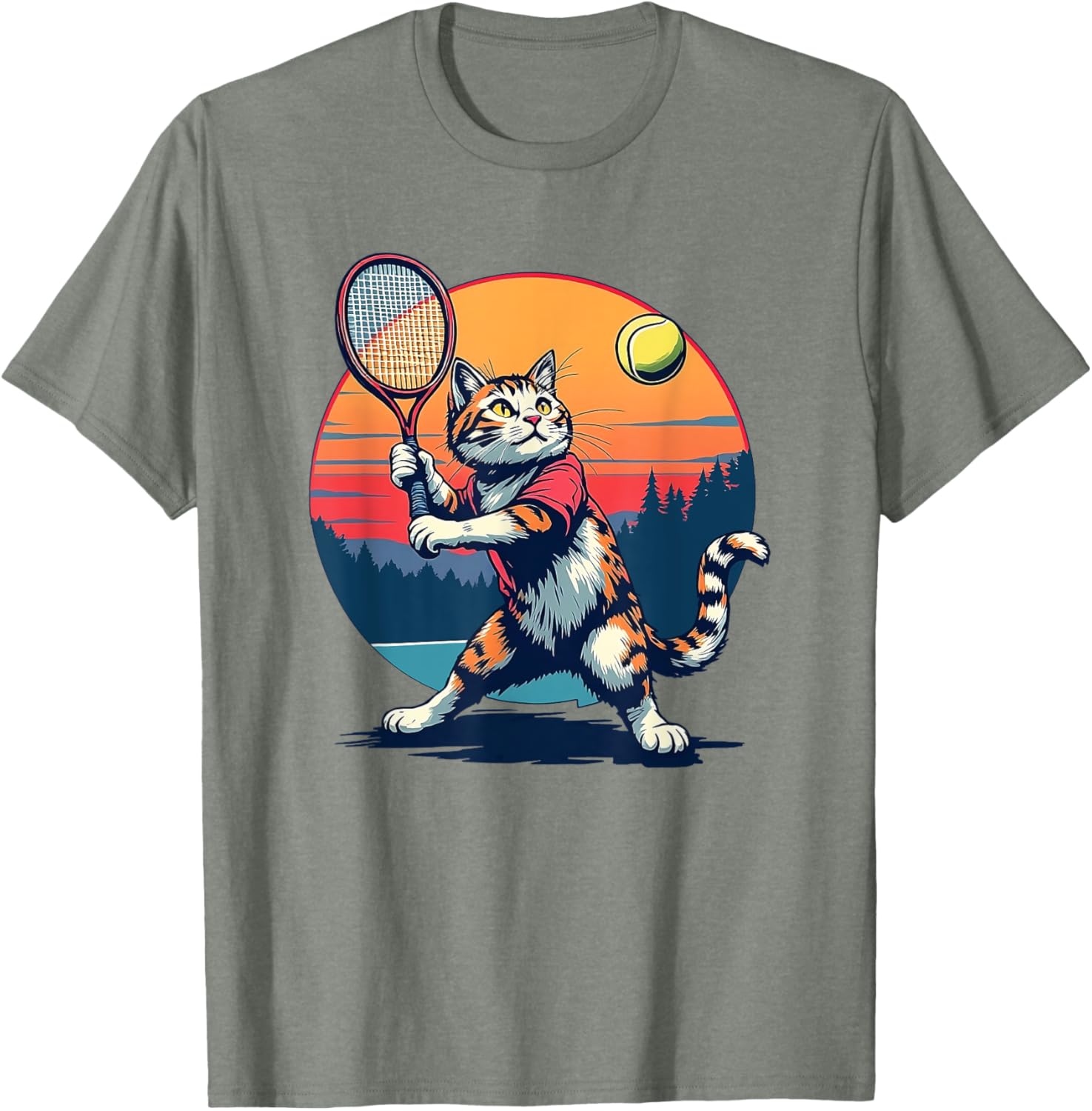 Funny Cat Playing Tennis T-Shirt for Cat Lovers - Unisex Apparel - 9