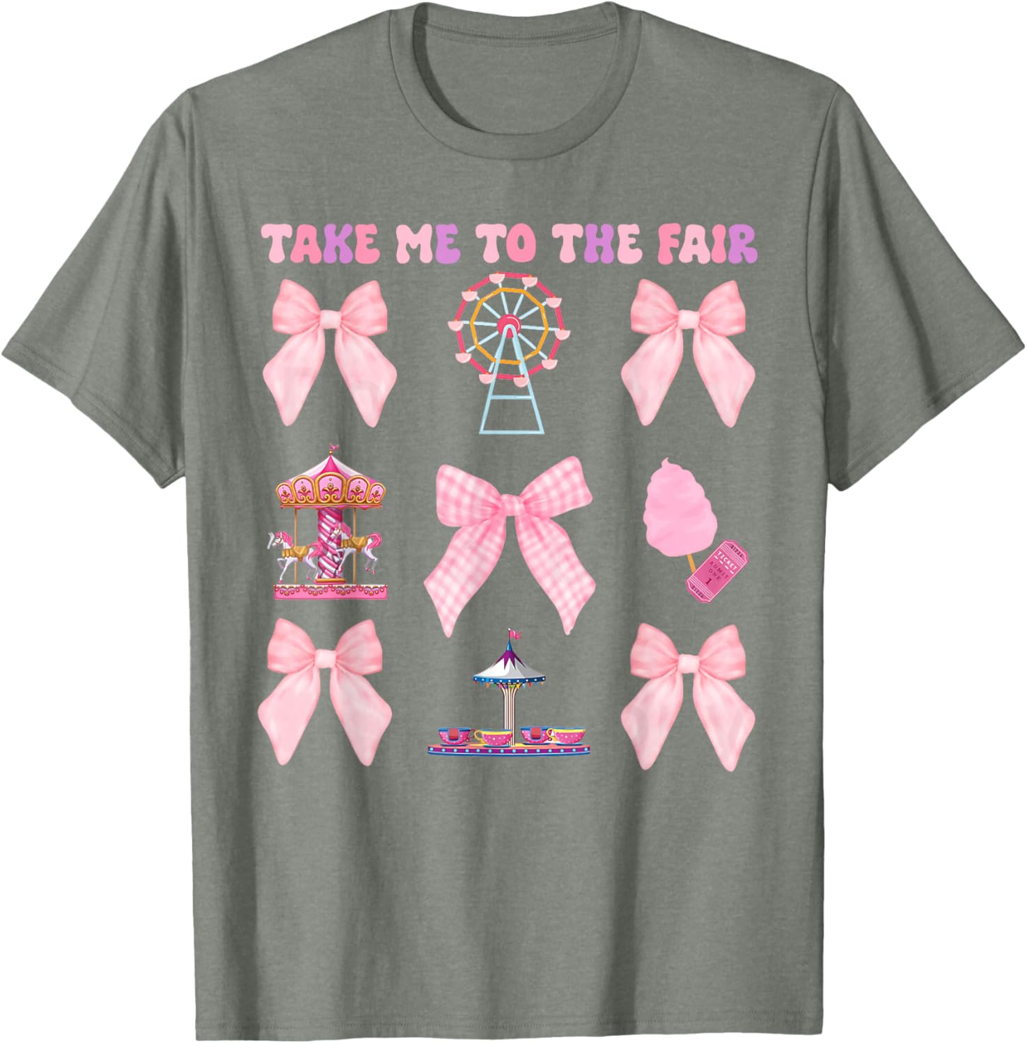 Take Me To The Fair Pink Bow Ferris Wheel T-Shirt for Stylish Fun - 16
