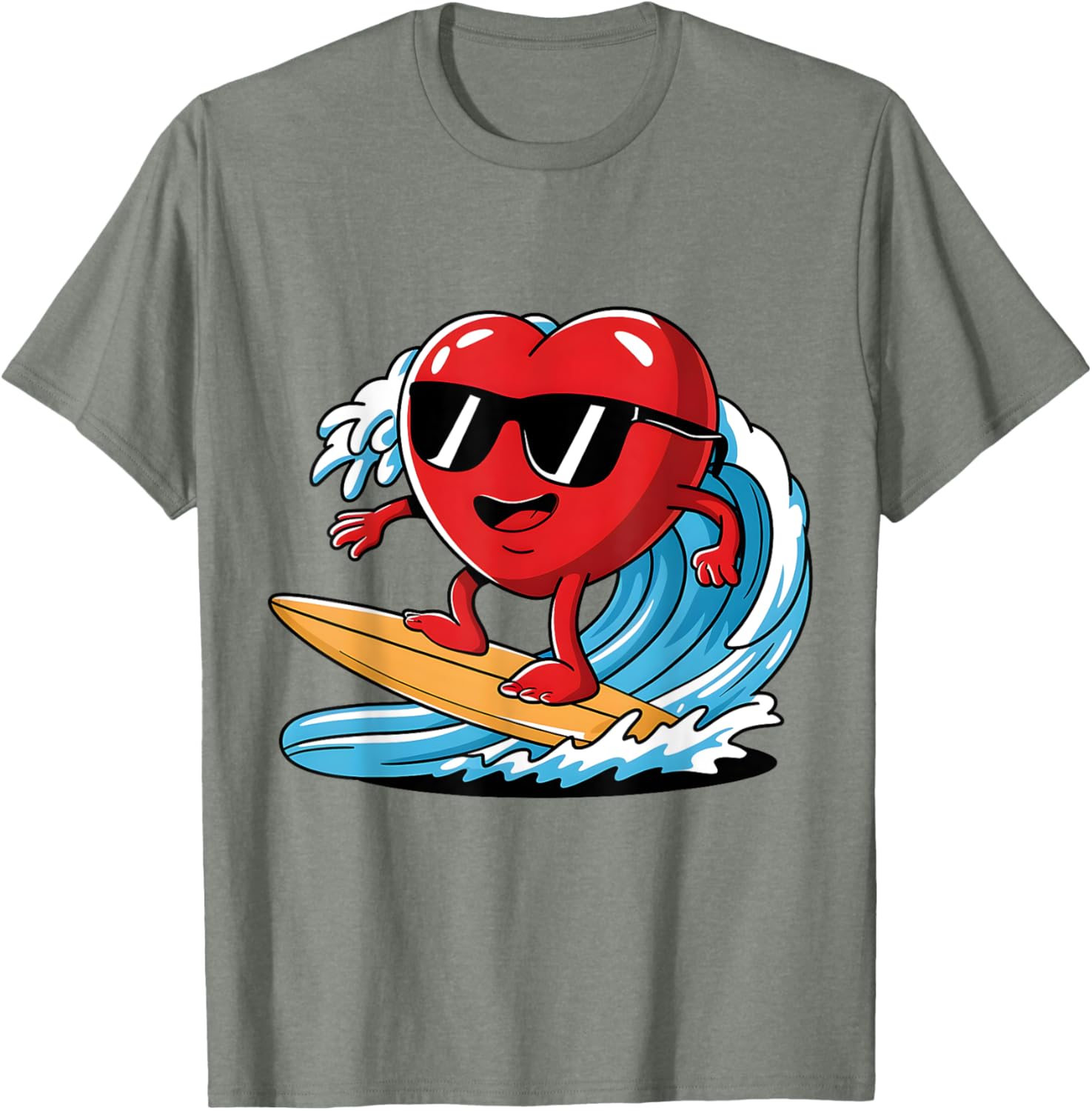 Surfing Heart Funny T-Shirt for Boys and Men - Perfect Valentine's Gift - 12