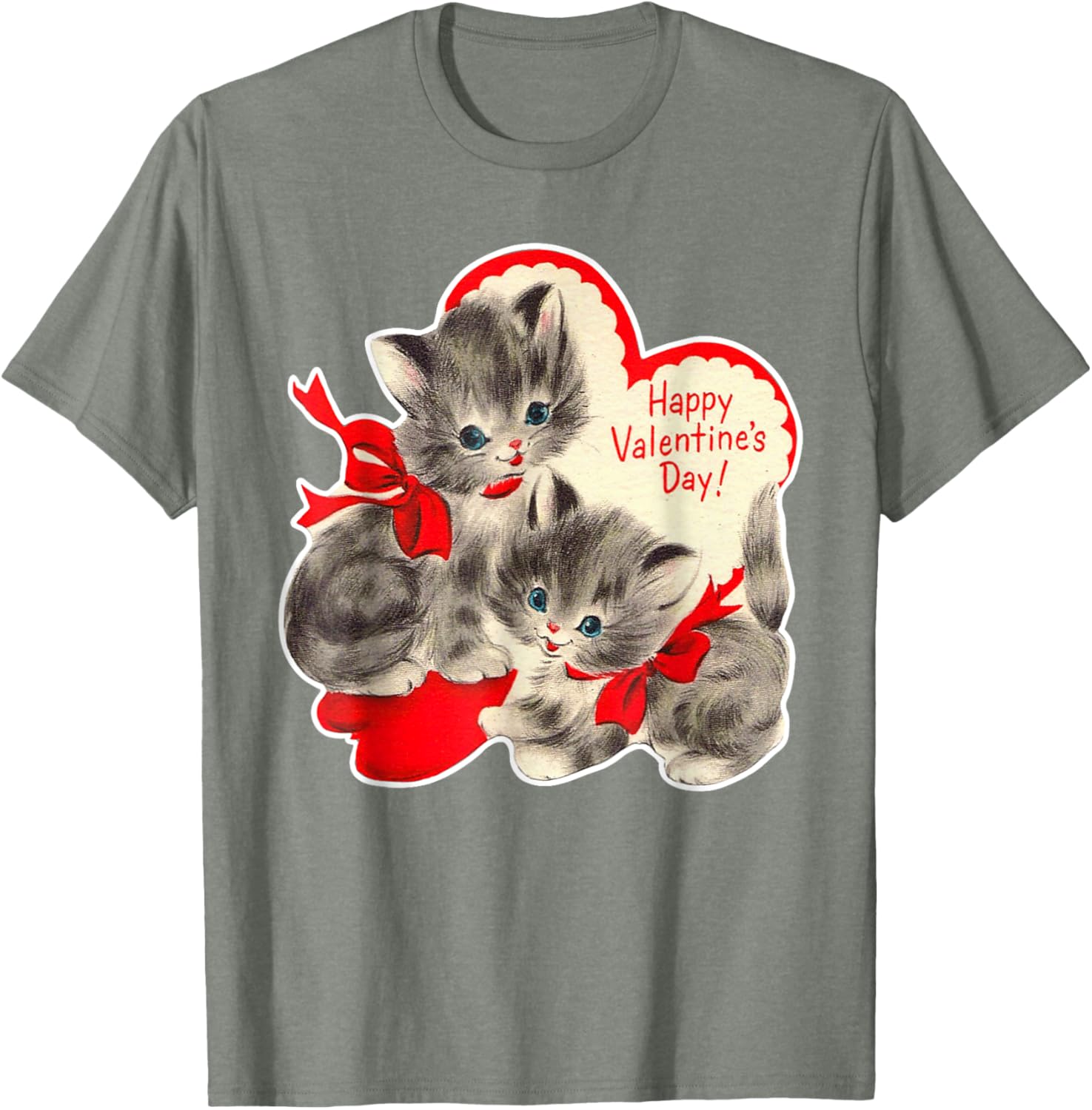 Vintage Valentine's Day Cat T-Shirt Retro Kitten Love Top for Pet Lovers - 13