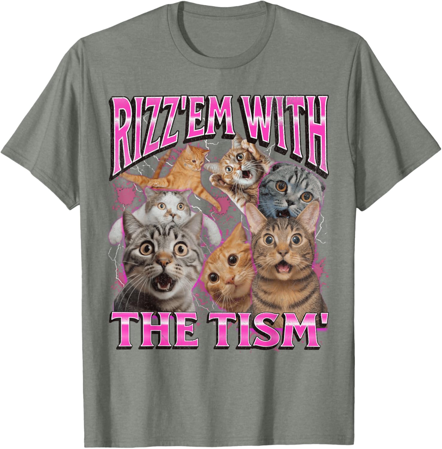 Funny Rizz Em With The Tism Cat Meme Vintage 90s T-Shirt for Men and Women - 7