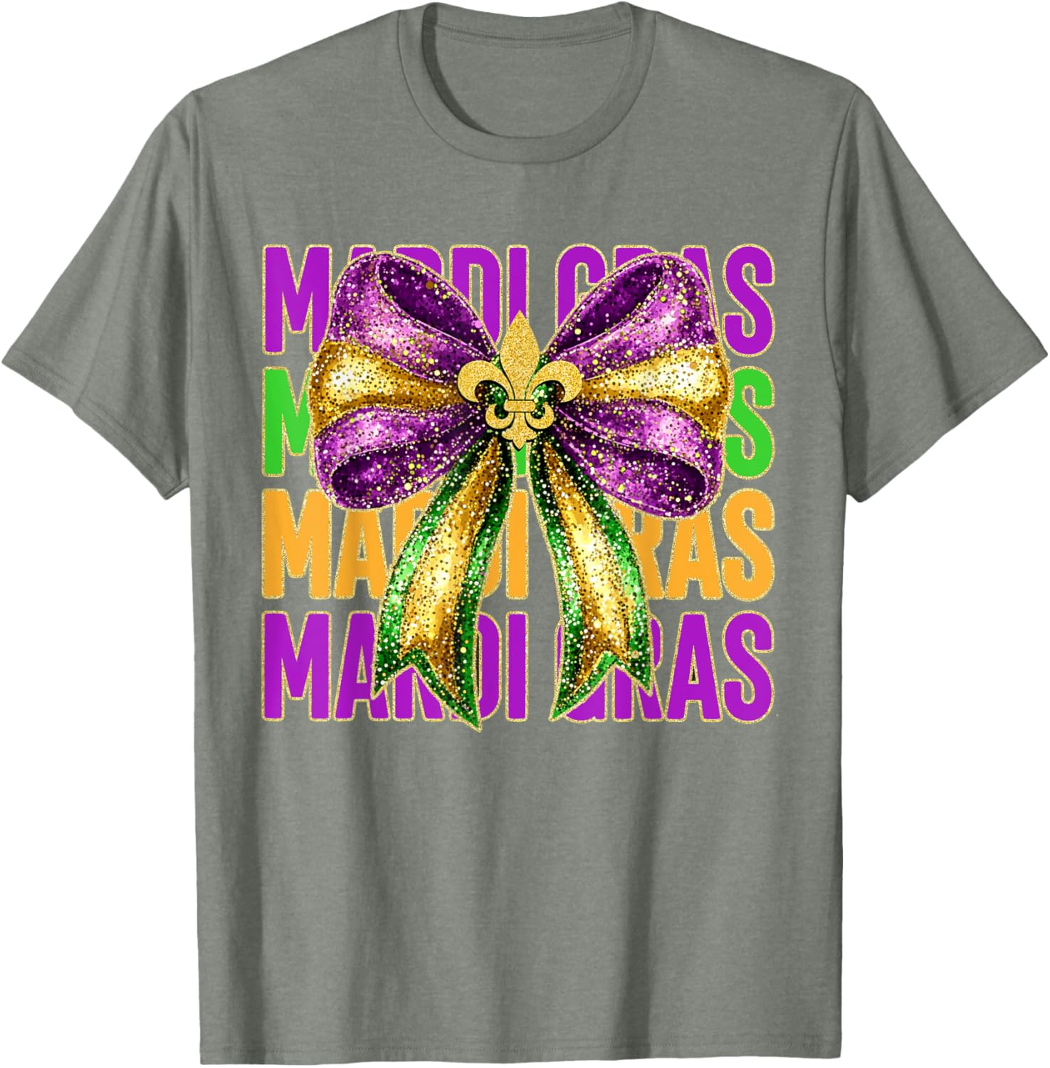 Mardi Gras Coquette Bow Women's T-Shirt for Fat Tuesday Celebrations - 2