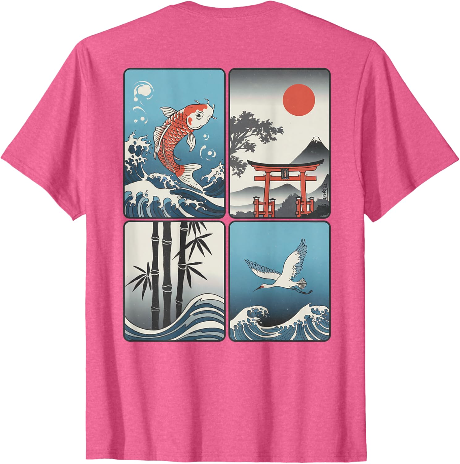 Japanese Koi Fish Great Wave Kanagawa T-Shirt with Kanji Design - 25