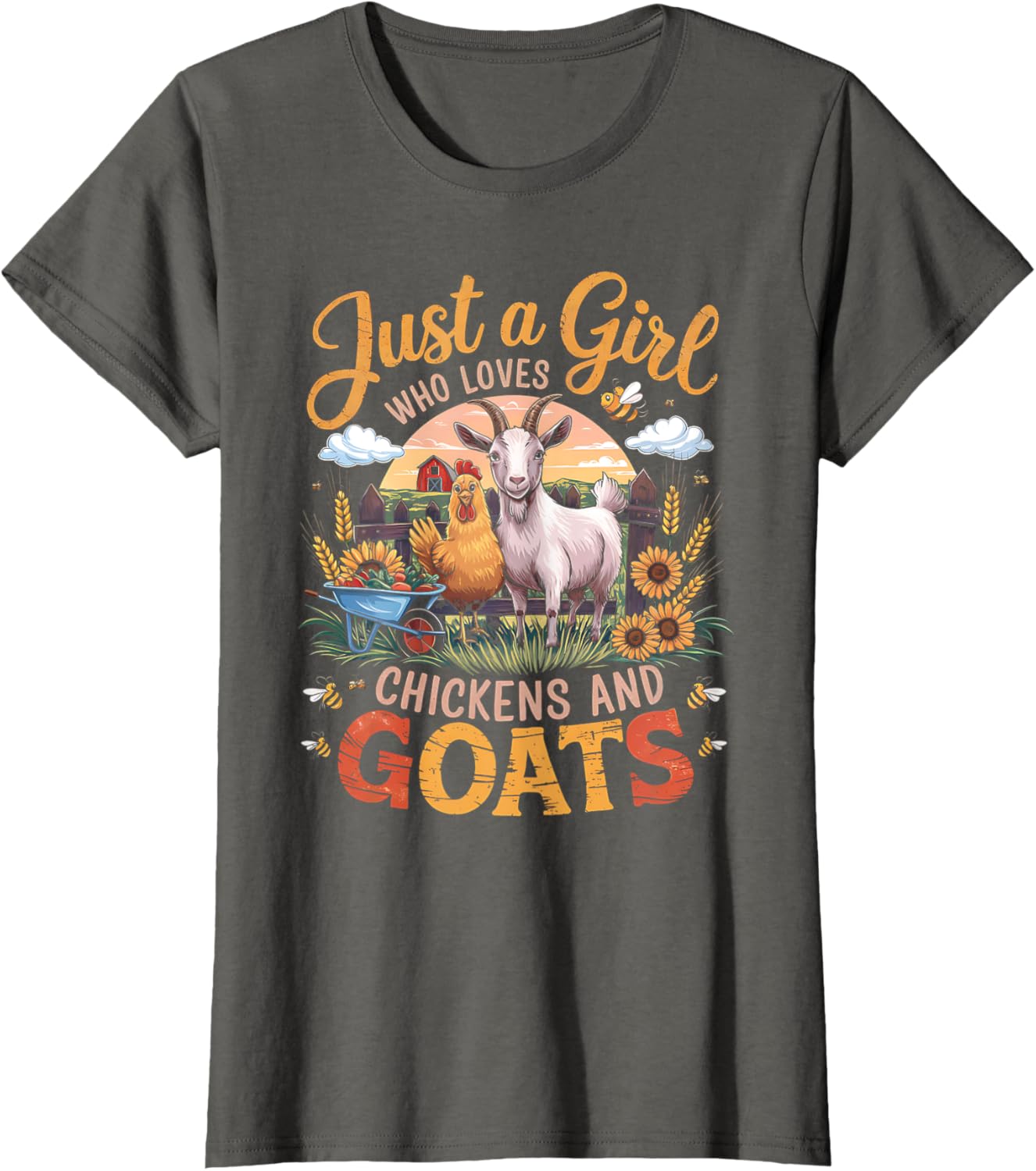 Just a Girl Who Loves Goats and Chickens Women's Farmer T-Shirt - 5