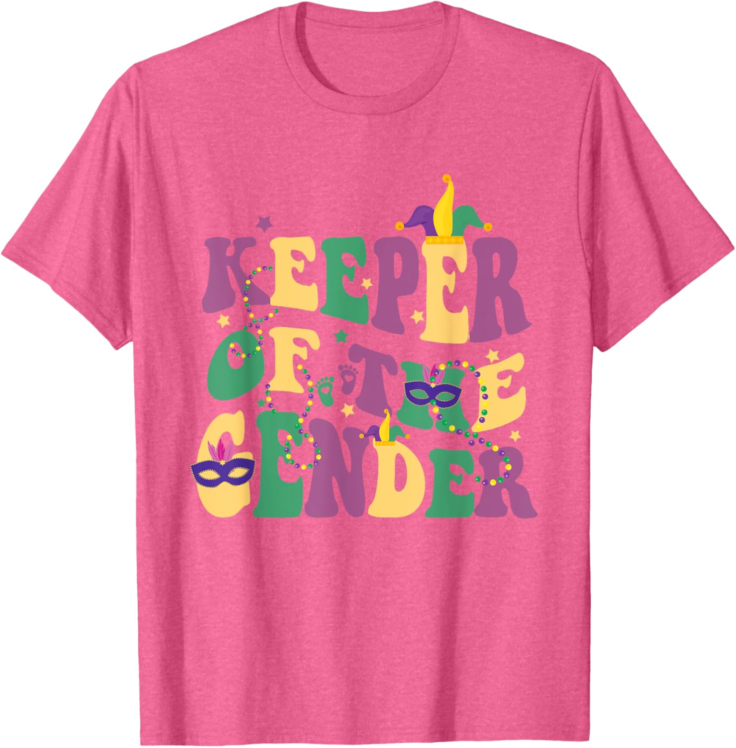 Keeper Of The Gender Reveal Mardi Gras Baby Shower T-Shirt for Fun Celebrations - 26
