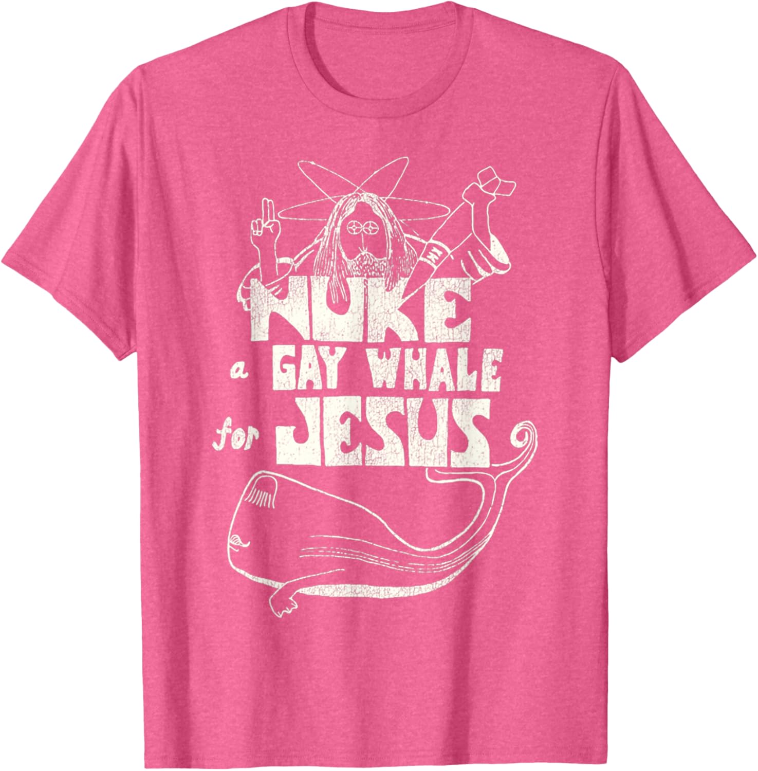Funny Vintage 80s Nuke a Gay Whale For Jesus T-Shirt for Social Advocacy - 11