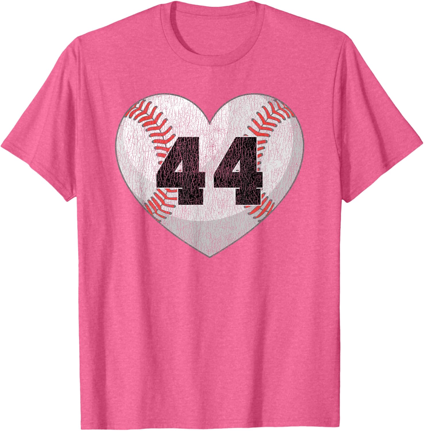 Cute Baseball Number 44 Distressed Heart T-Shirt for Baseball Moms - 4