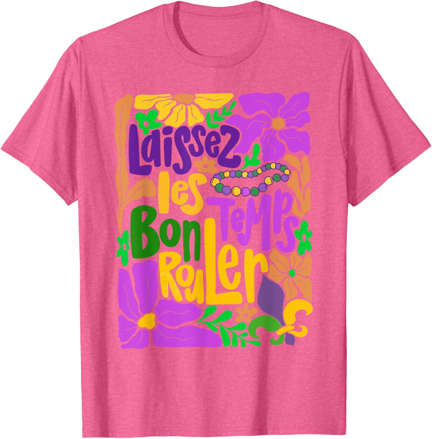 Laissez Les Bon Temps Rouler Mardi Gras Boho Floral T-Shirt for Fun Celebrations - 8
