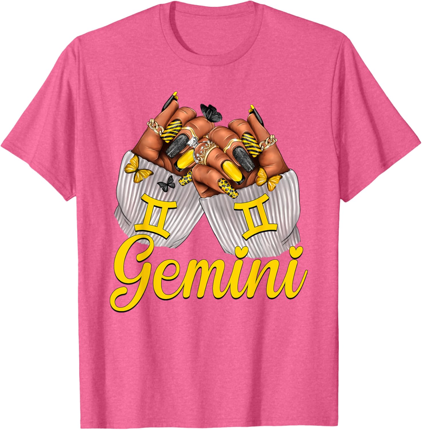 Gemini Black Women Nails Zodiac Birthday Queen T-Shirt for Astrologers - 20