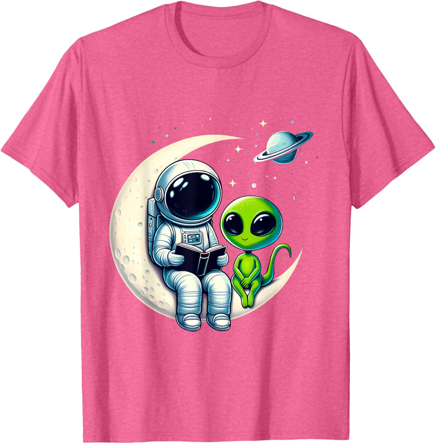 Astronaut Reading to Alien Kids T-Shirt for Space Lovers and Dreamers - 9
