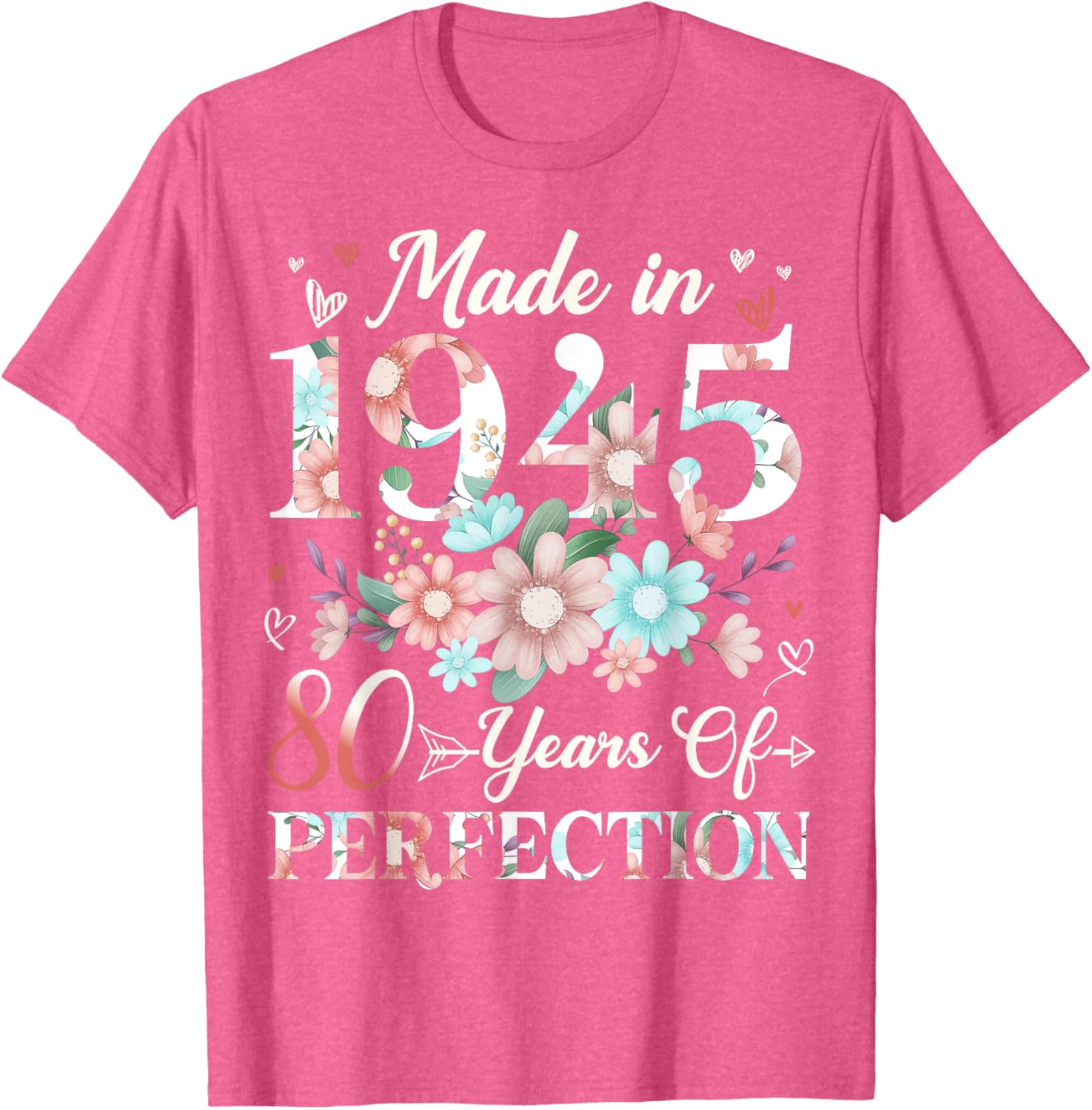 Floral 80th Birthday T-Shirt for Women - Celebrating 80 Years of Joy - 1