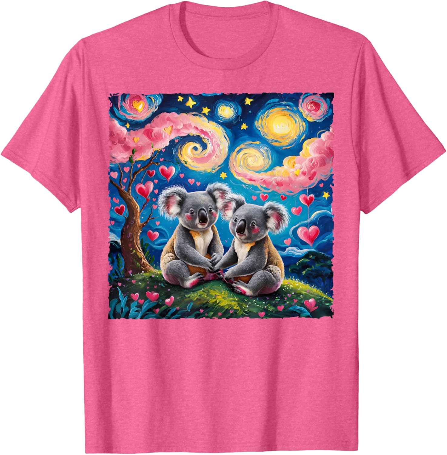 Koala Bear Van Gogh Starry Night T-Shirt for Romantic Couples - 14