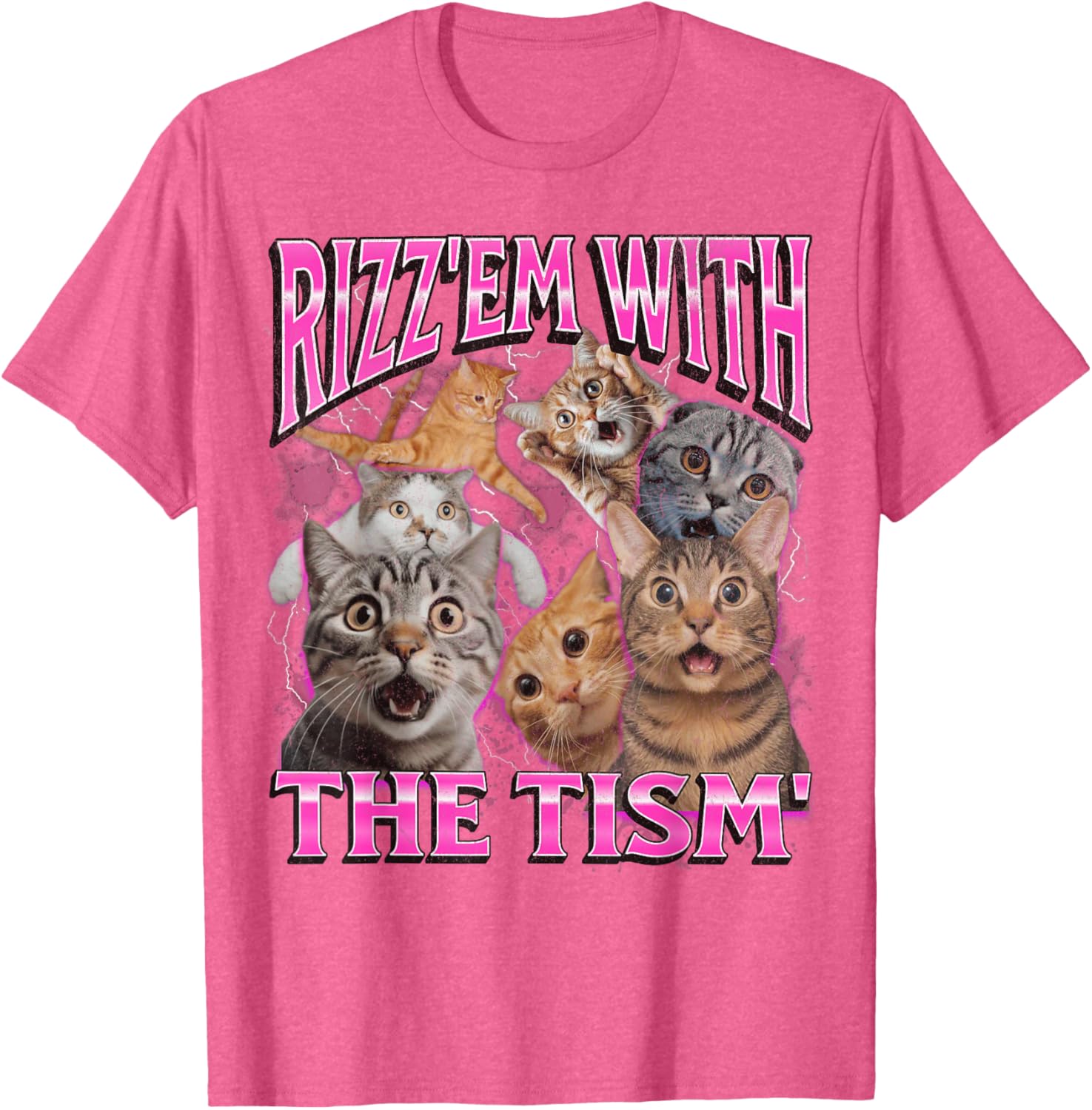 Funny Rizz Em With The Tism Cat Meme Vintage 90s T-Shirt for Men and Women - 4