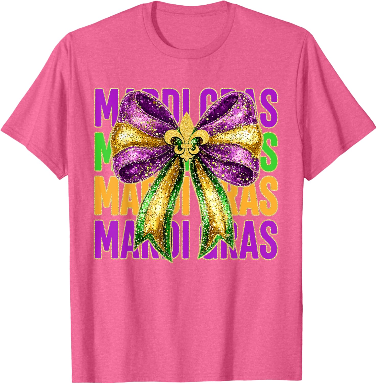 Mardi Gras Coquette Bow Women's T-Shirt for Fat Tuesday Celebrations - 5