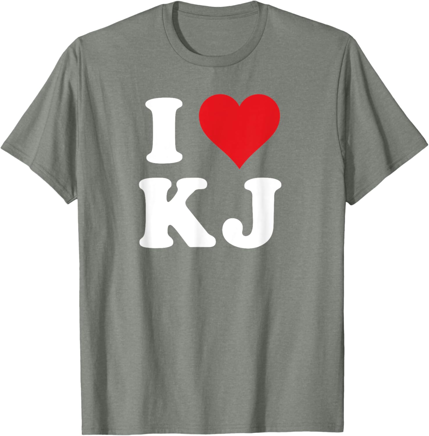 I Love KJ Initials Heart Design K J T-Shirt for Stylish Casual Wear - 11