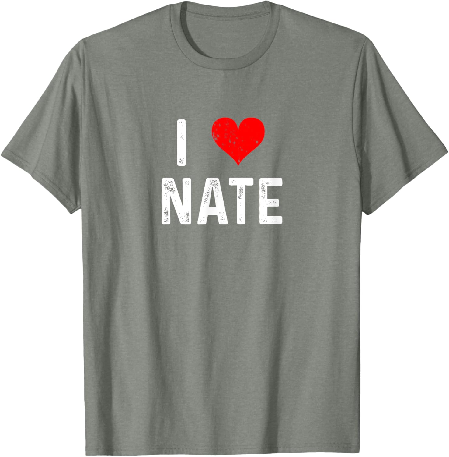 I Love Nate Distressed Heart T-Shirt for Casual Style Lovers - 12