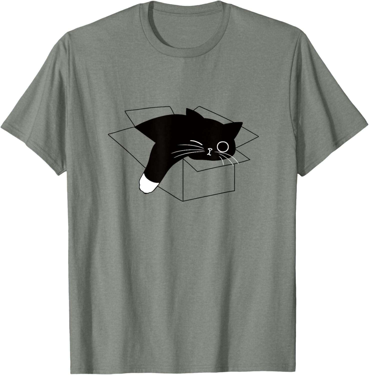 Cute Lazy Black Cat Half Asleep T-Shirt for Men, Women, and Kids - 15