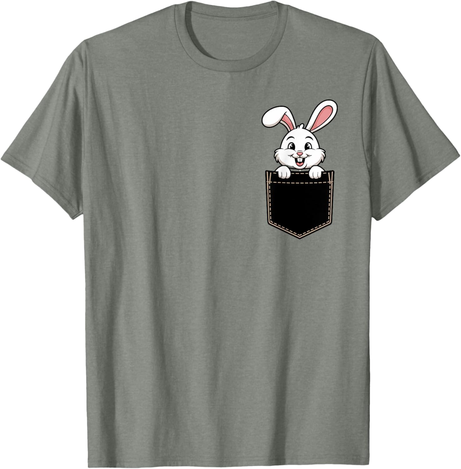 Cute Funny Rabbit Pocket T-Shirt for Men and Women - Adorable Animal Tee - 19