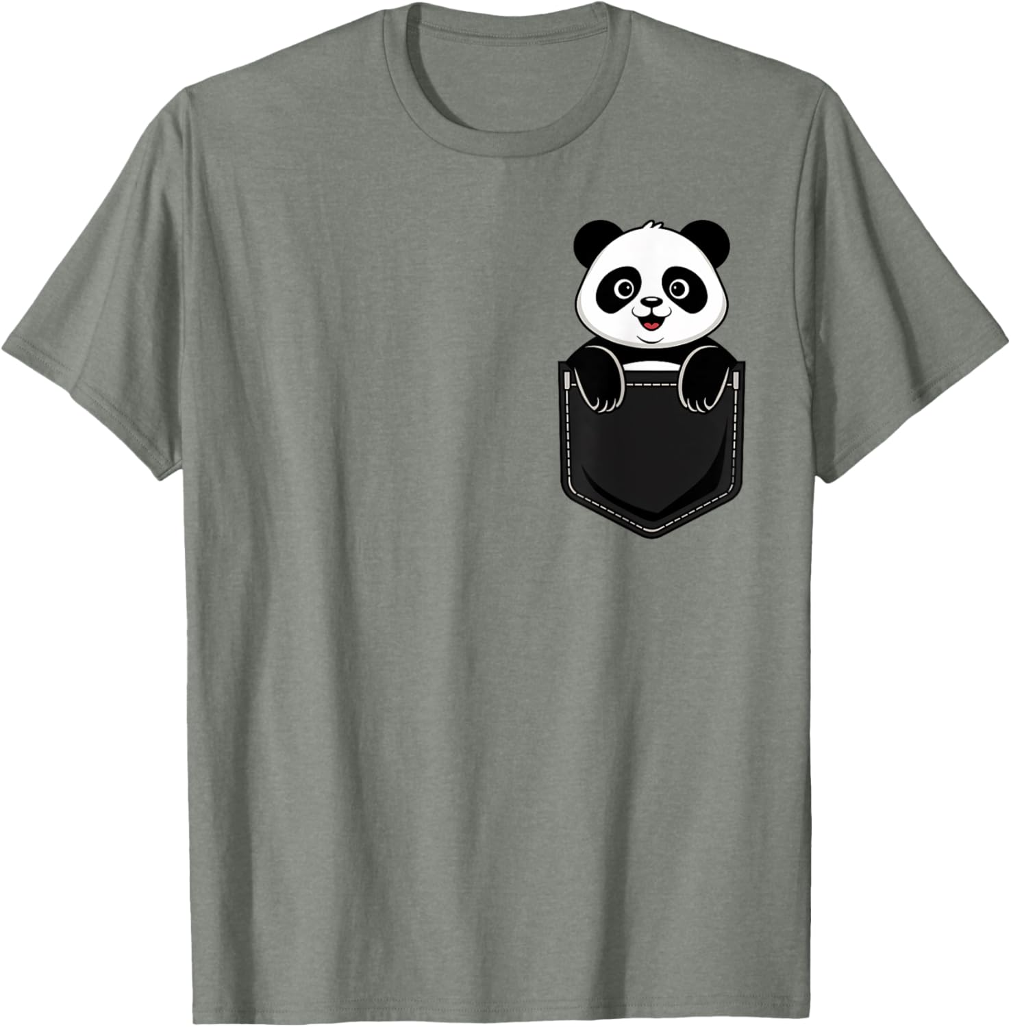 Cute Funny Panda T-Shirt for Men and Women Pocket Animal Design - 28