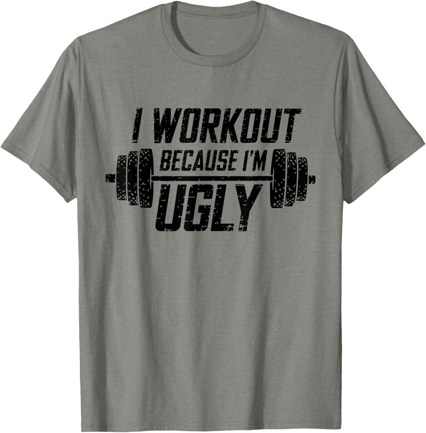 Funny Men's I Workout Because I'm Ugly Gym T-Shirt for Fitness Lovers - 14
