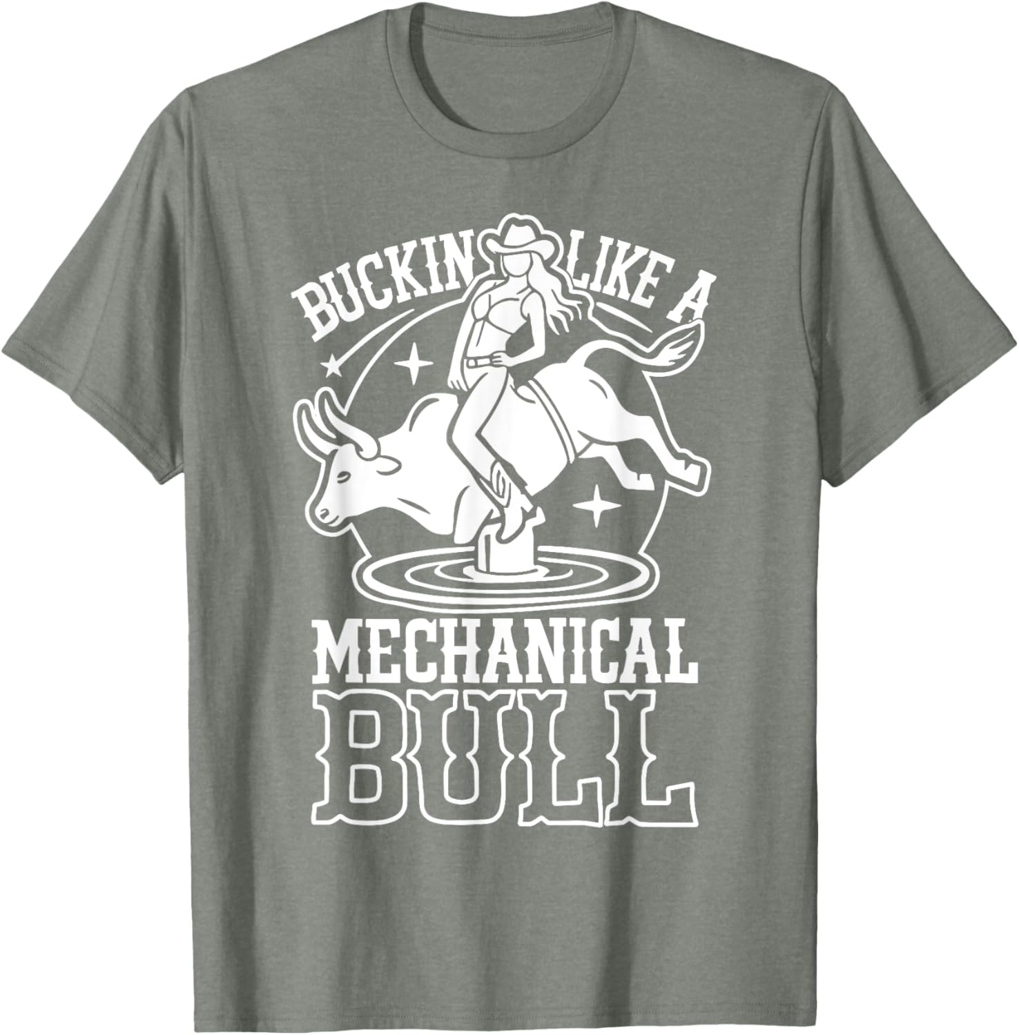 Funny Cowgirl T-Shirt Buckin Like a Mechanical Bull Rodeo Apparel - 13