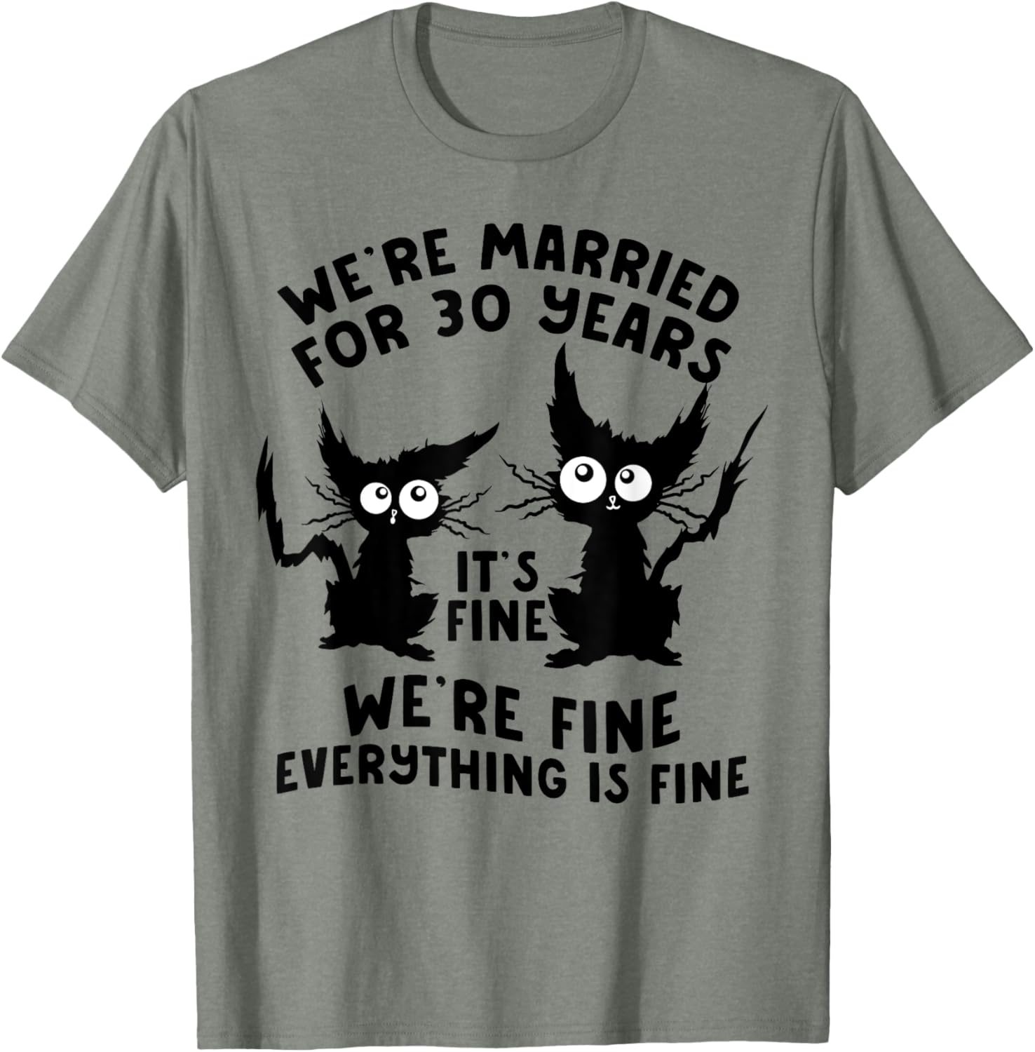Funny Cat 30th Wedding Anniversary T-Shirt for 30 Years Married Gift - 9