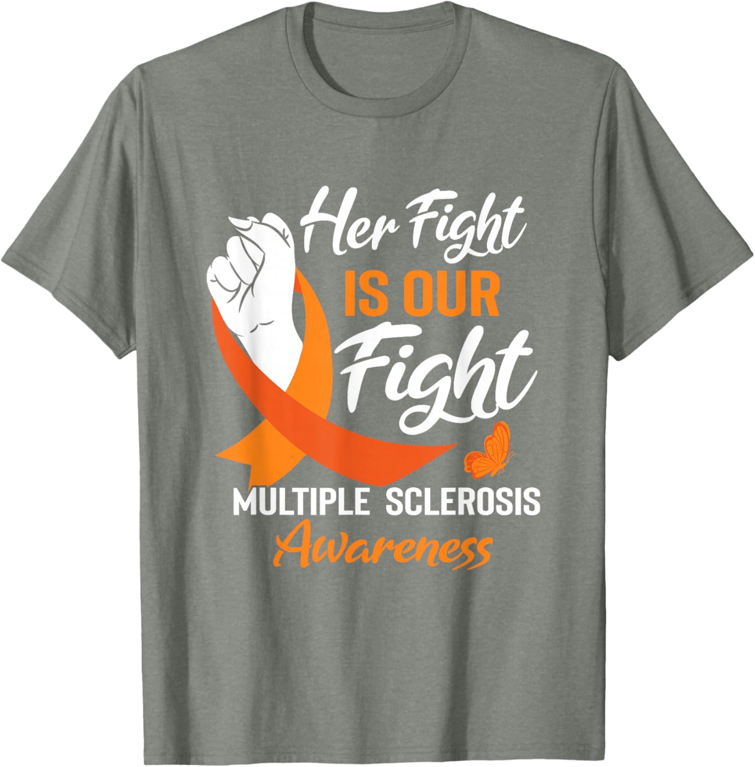 MS Multiple Sclerosis Awareness Orange Ribbon T-Shirt for Supporters - 21