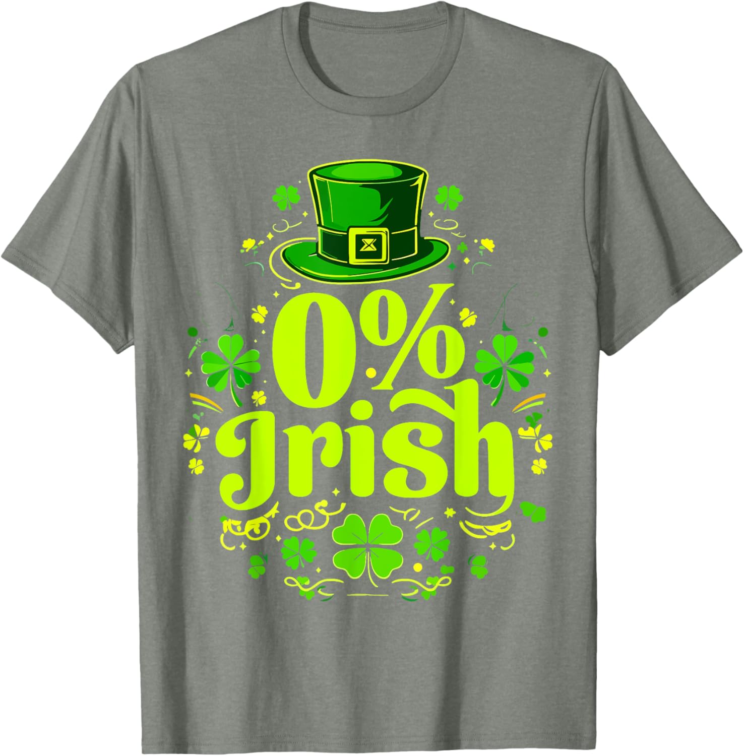 Funny 0% Irish St. Patrick's Day Zero Percent Graphic T-Shirt for Fun - 8