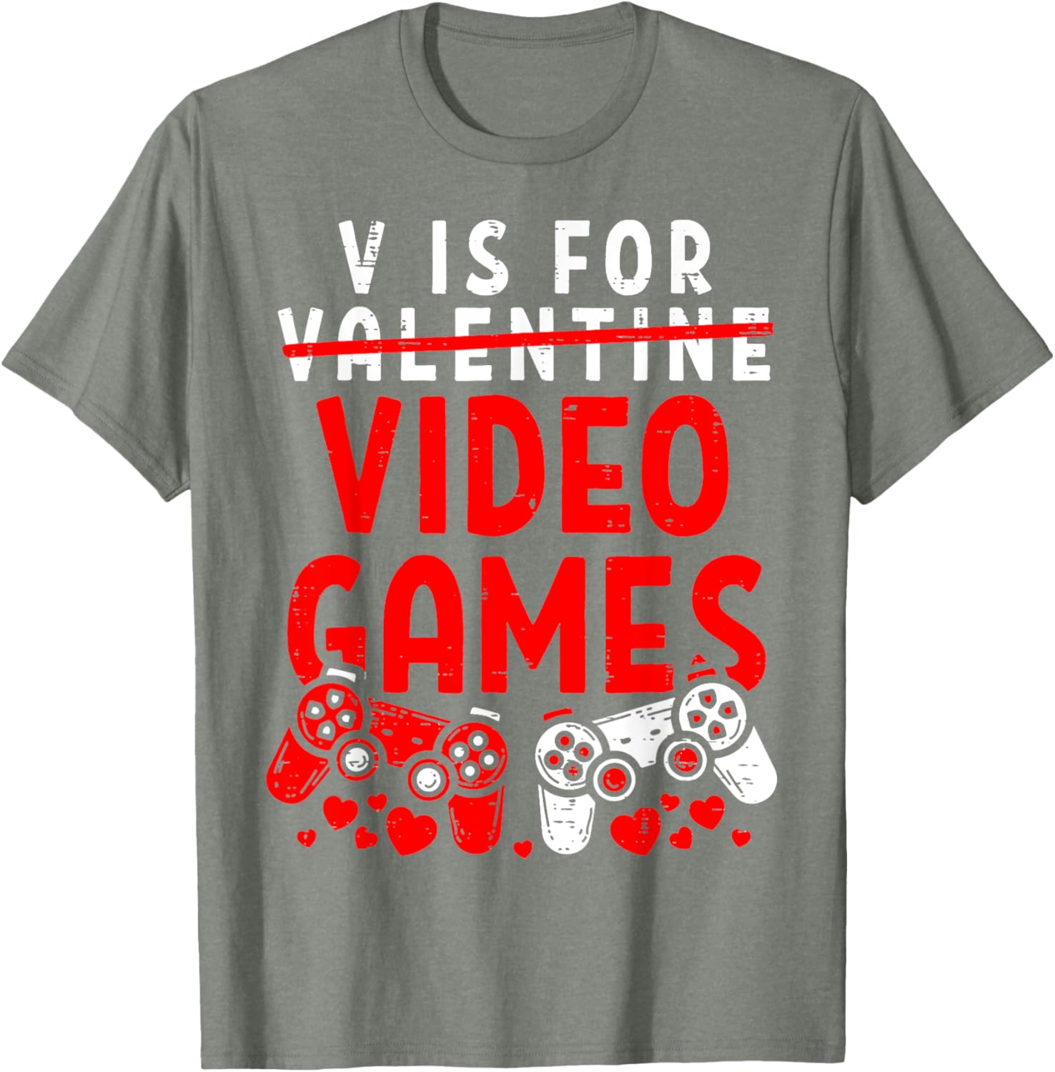 Funny V Is For Video Games Valentine's Day T-Shirt for Gamer Men - 4