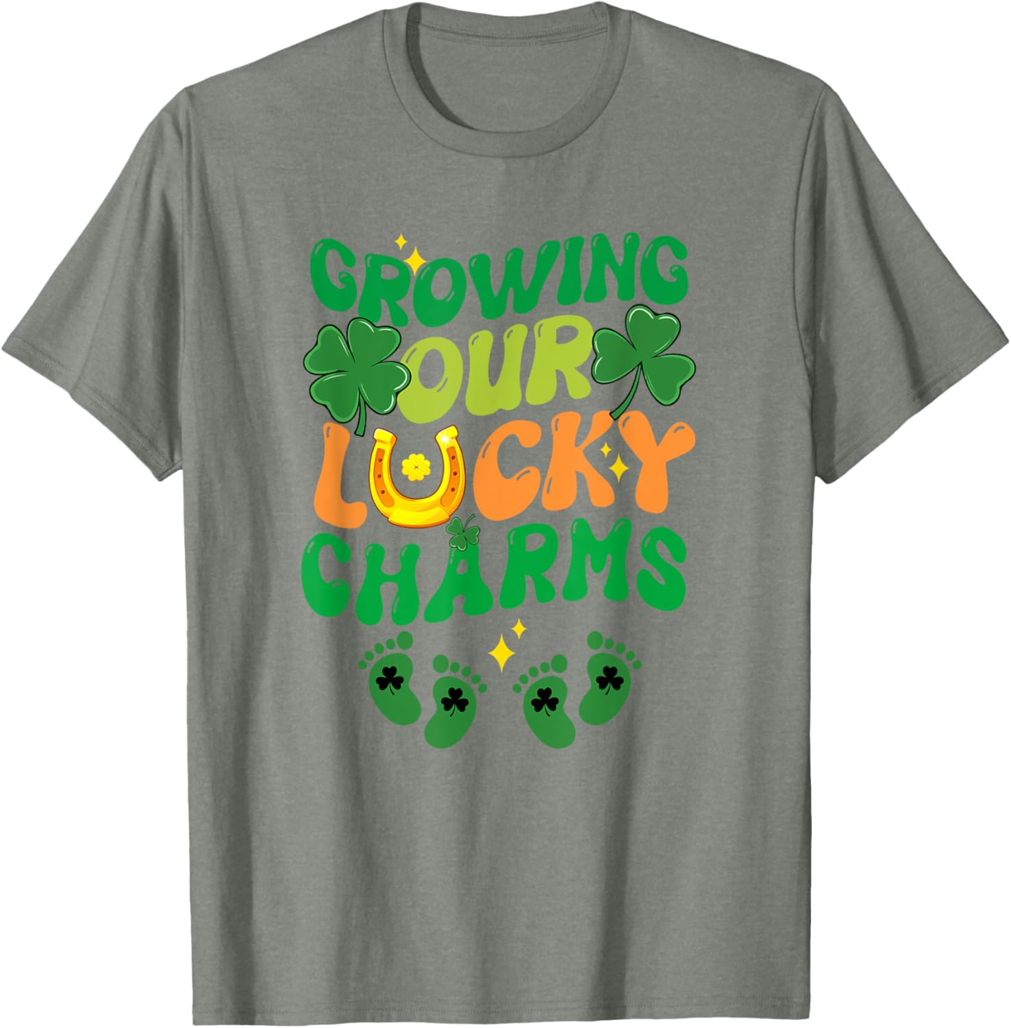 St Patrick's Day Pregnancy T-Shirt for Twin Moms with Lucky Charms Design - 10