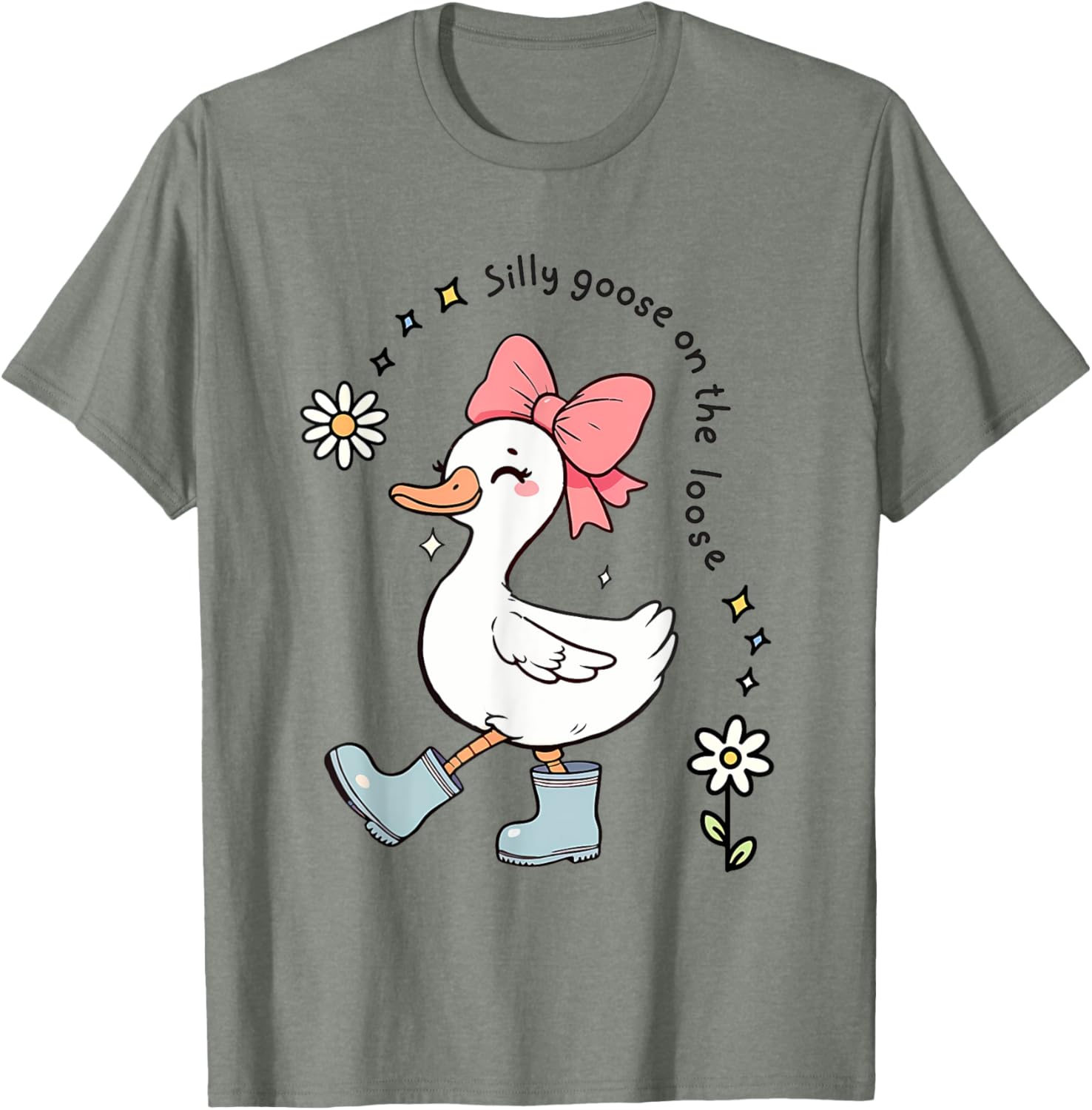 Funny Silly Goose On The Loose Kids T-Shirt for Girls - Adorable Design - 12
