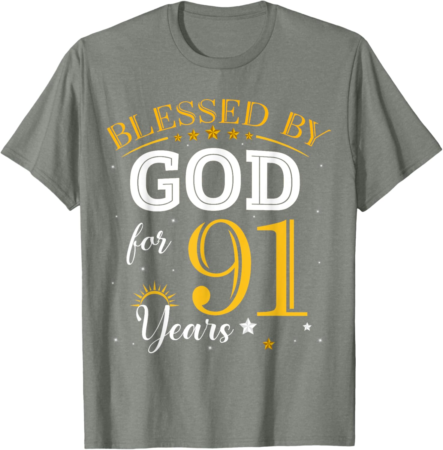 Vintage Blessed by God 91 Years Old Birthday Girl T-Shirt Gift - 8